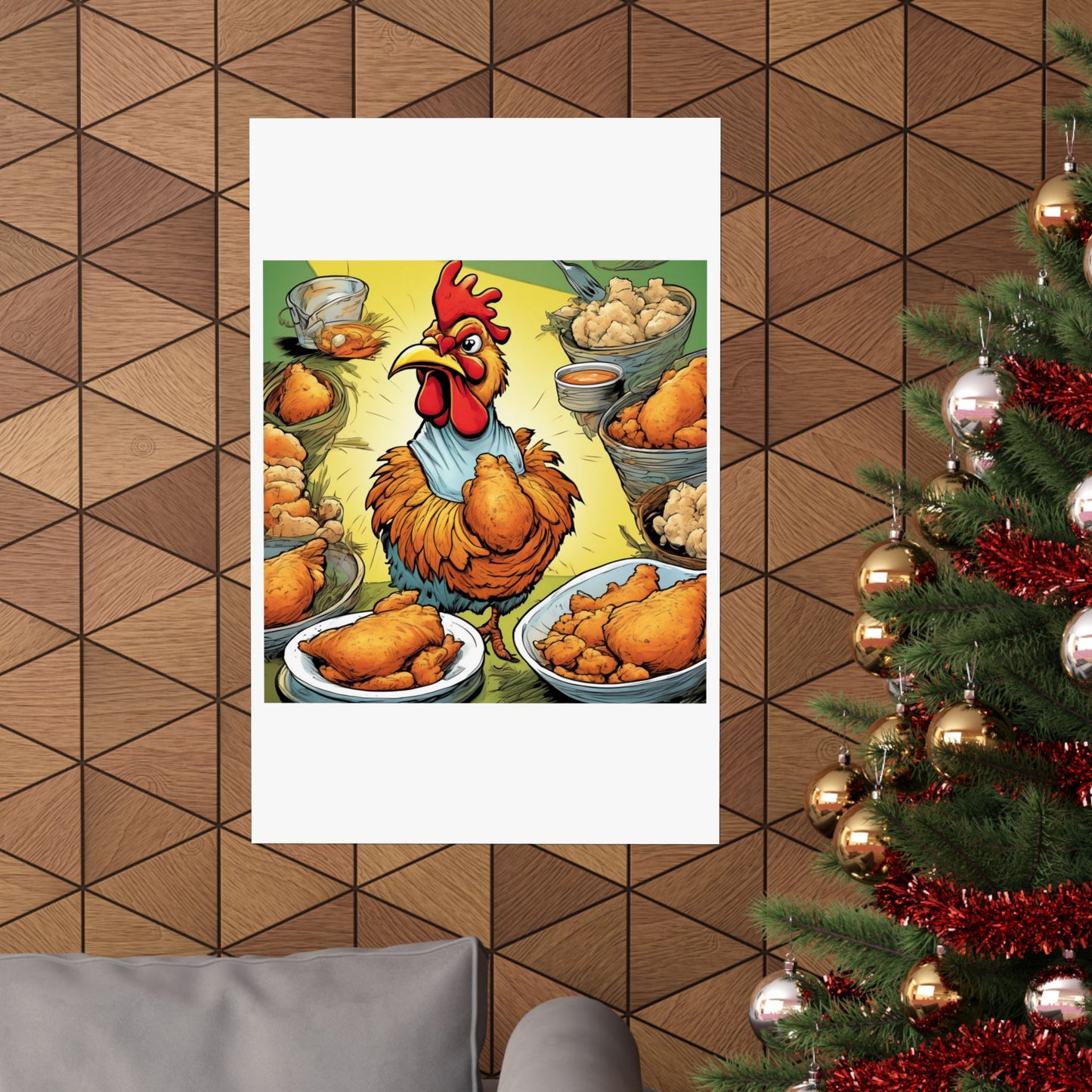 Funny Chicken Fried Food Comfort Food Art Poster