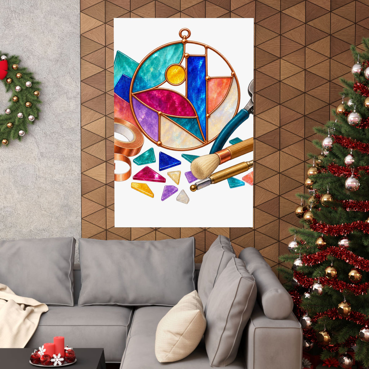 Abstract Stained Glass Suncatcher Workshop Poster