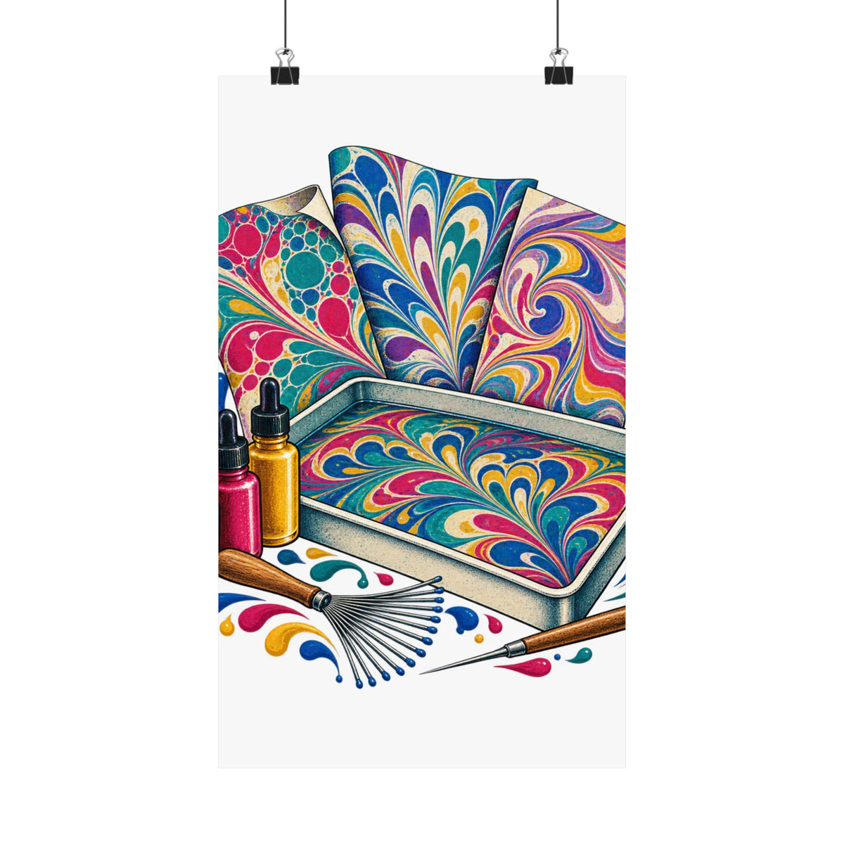 Colorful Paper Marbling Workshop Poster