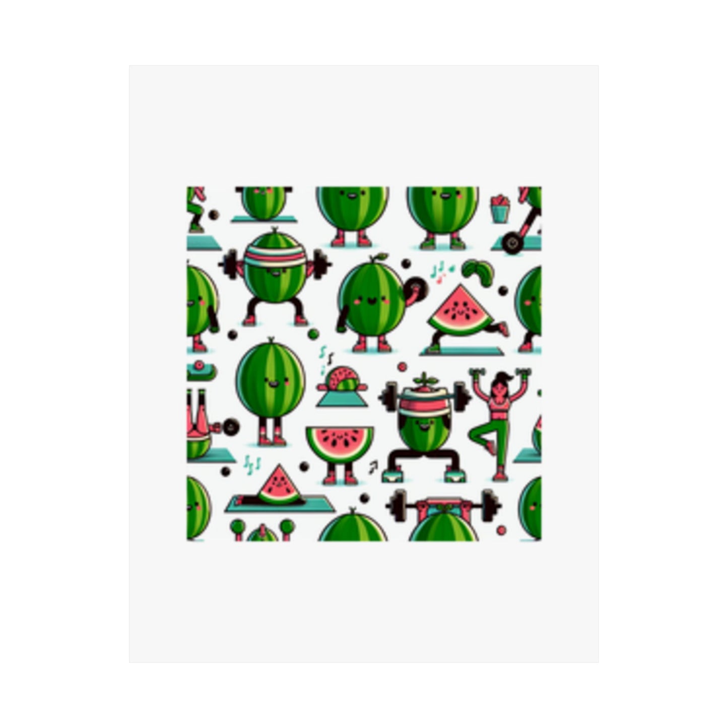 Watermelon Workout Club Cute Food Fitness Wall Art Poster
