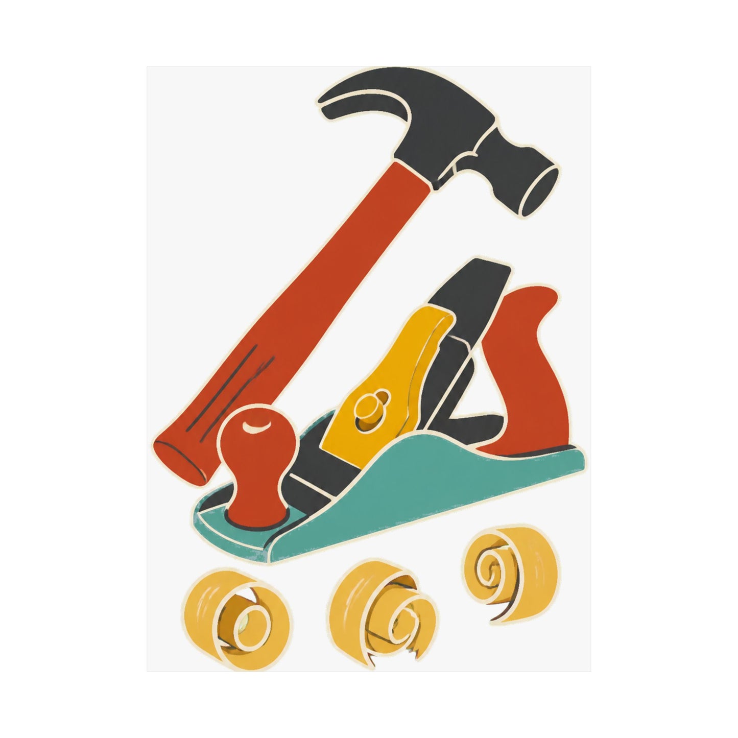 Carpenter Hammer Hand Plane Woodworking Art Poster