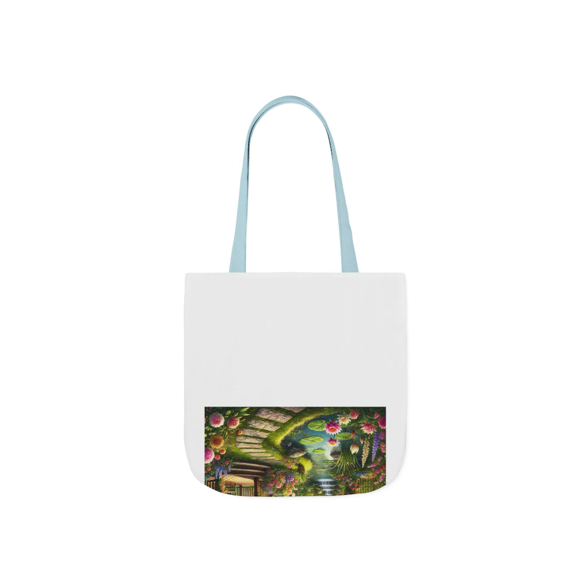 Sunlit Rose Gazebo Cottage Garden Canvas Tote Bag