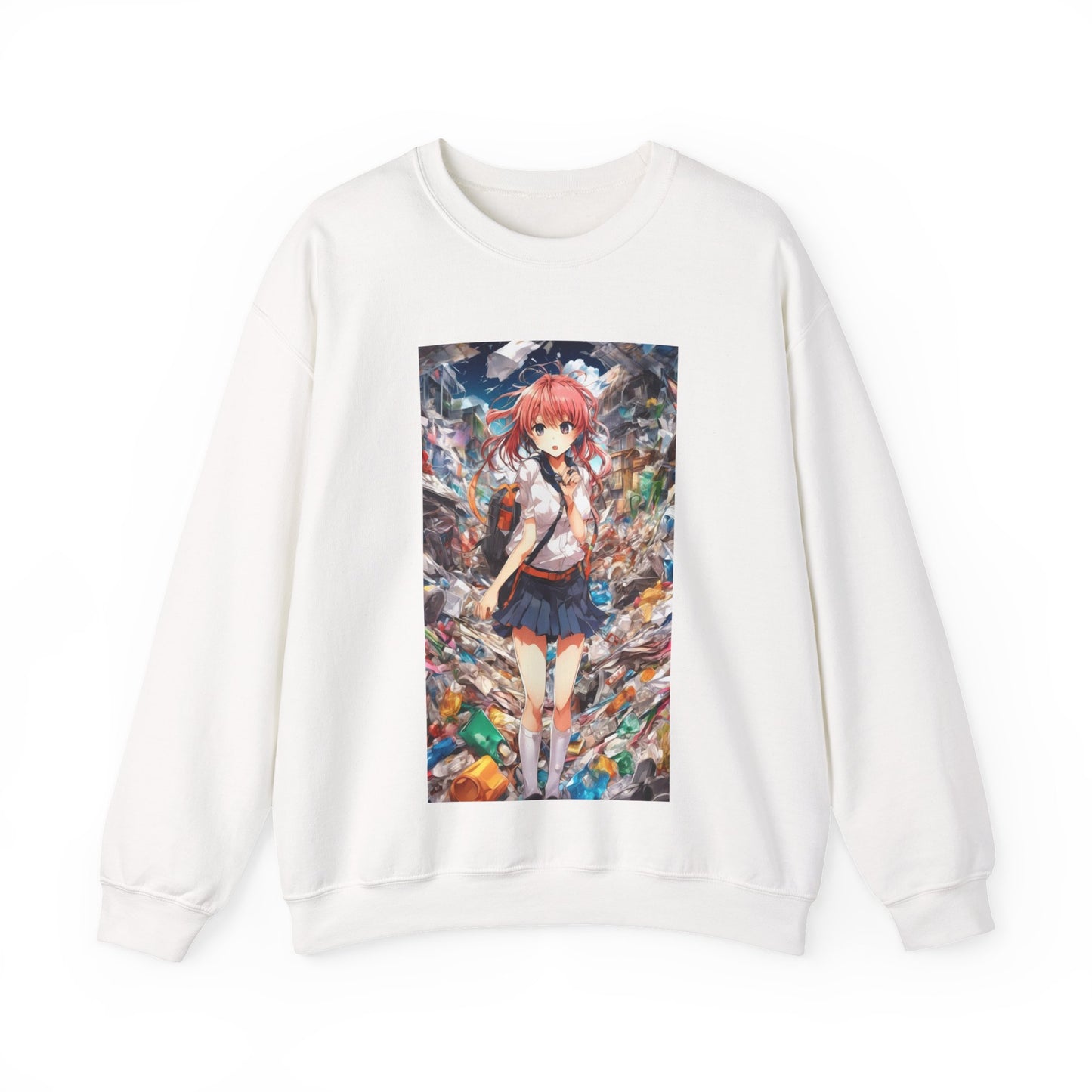 Recycling Day Anime Schoolgirl Eco Street Art Sweatshirt