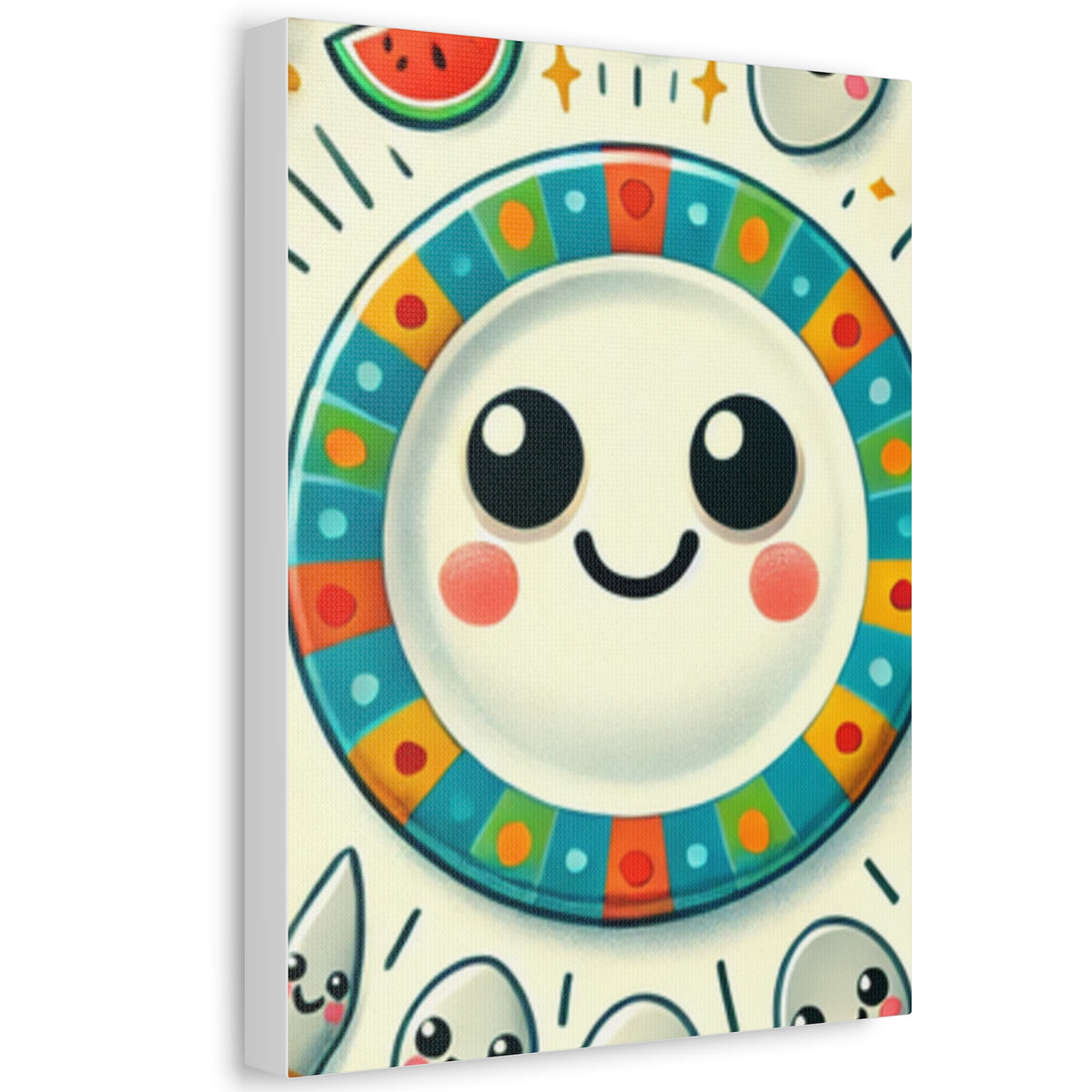 Happy Little Kitchen Club Kawaii Food Canvas Kitchen Wall Art Decor Gift