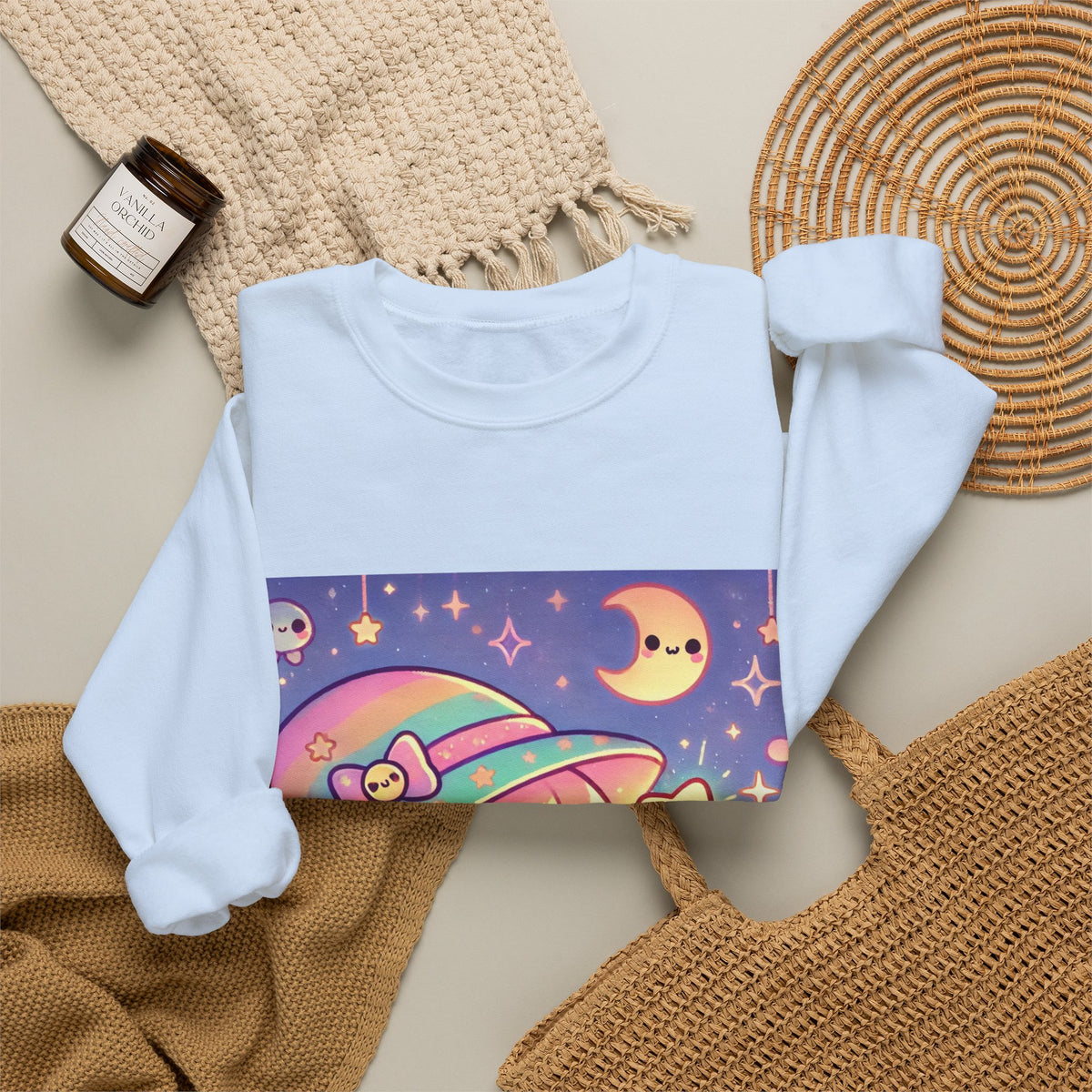 Kawaii Moon Wand Pastel Fantasy Art Sweatshirt