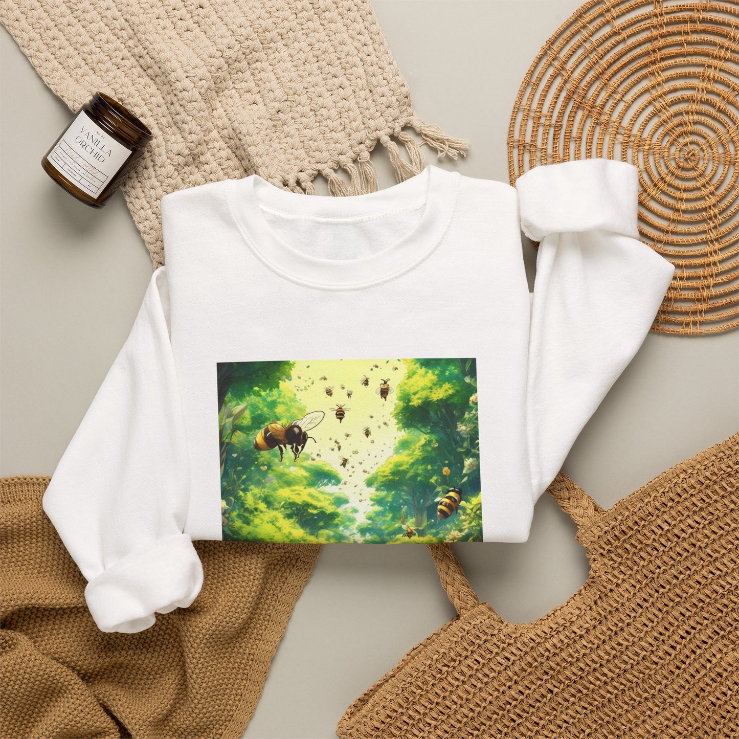 Bee Garden Explorer Anime Nature Art Sweatshirt