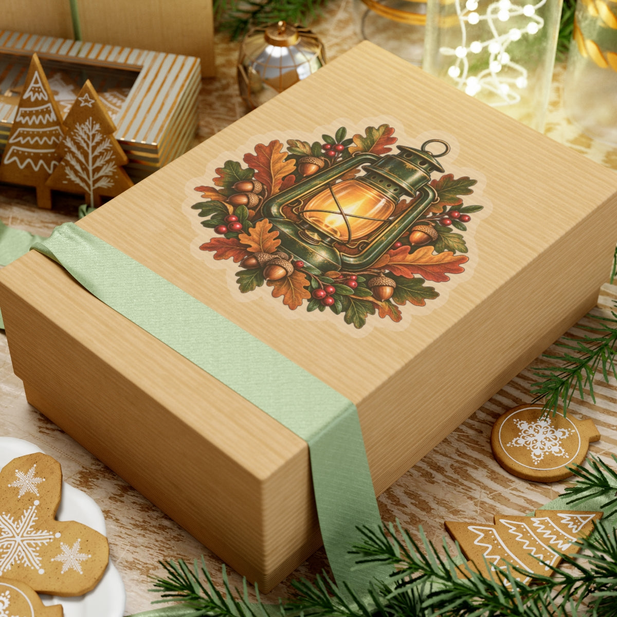 Autumn Oak Lantern and Acorns Sticker