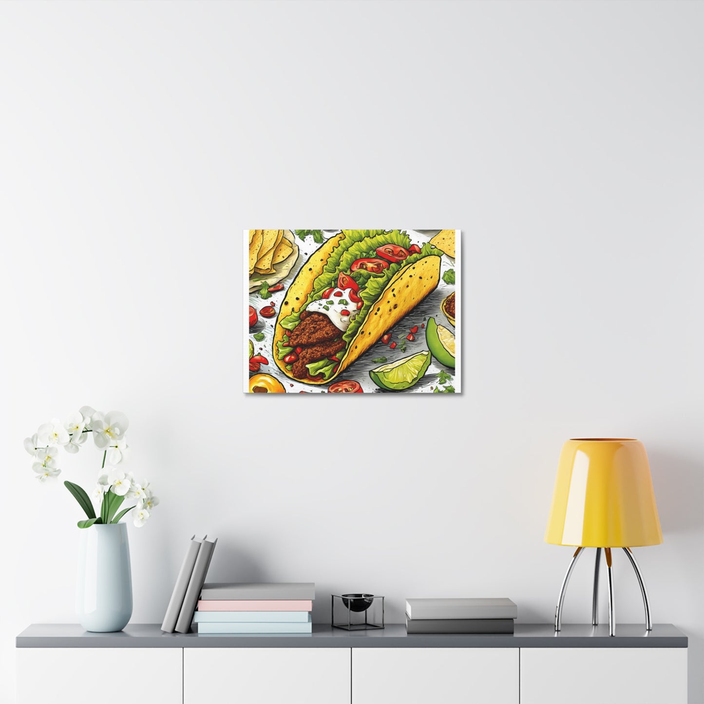 Bold Taco Illustration Foodie Gift Art Canvas