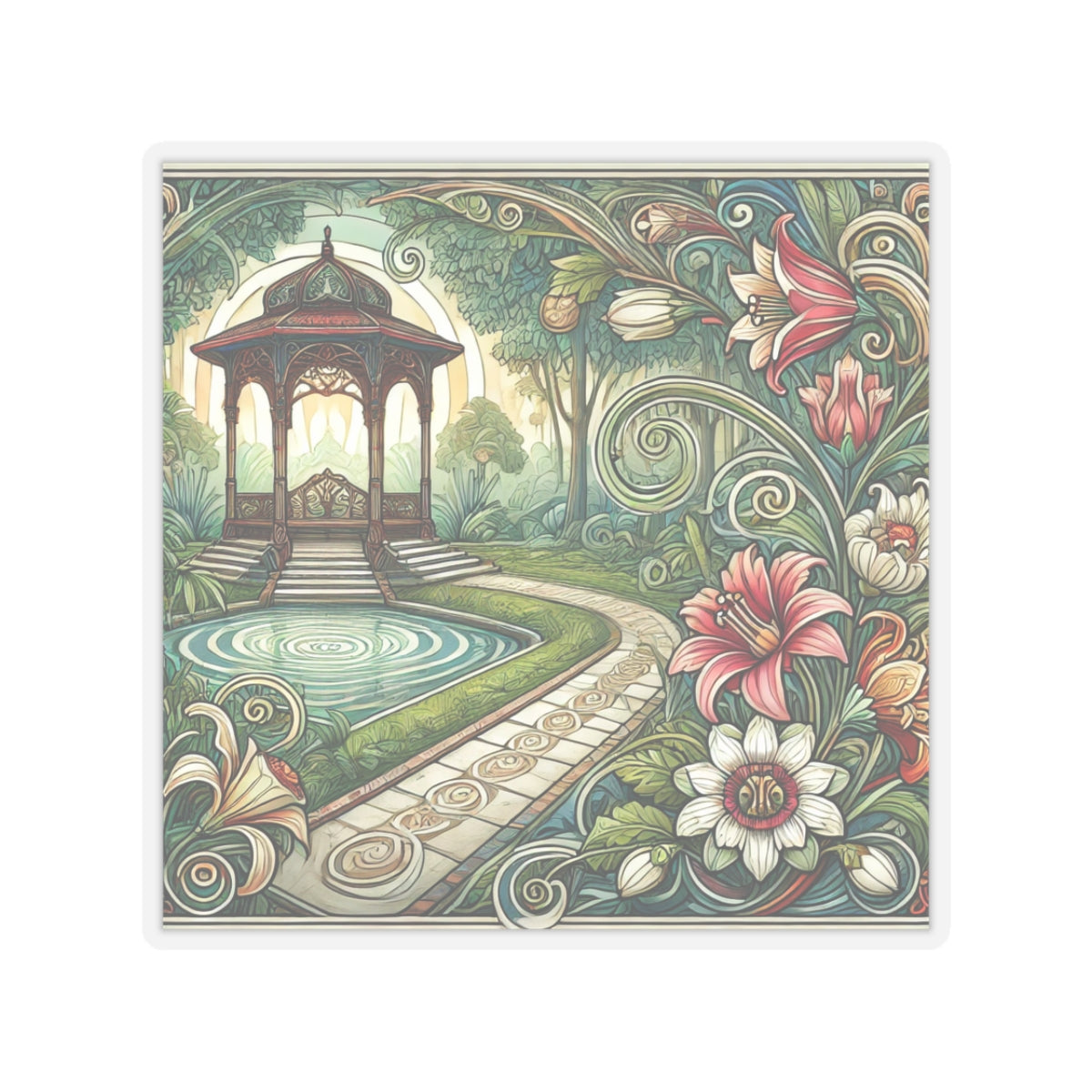 Botanical Gazebo Garden Art Nouveau Sticker
