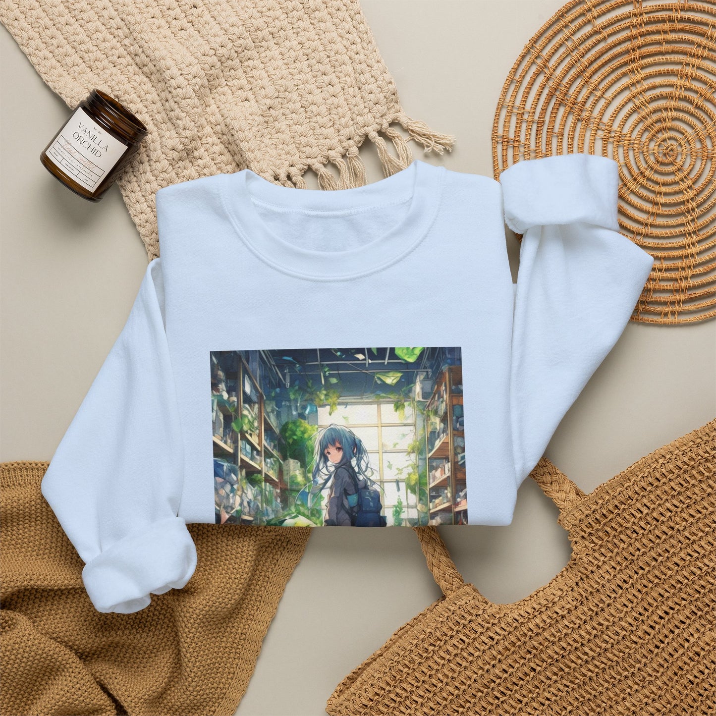 Green Recycling Alley Anime Girl Green Art Sweatshirt