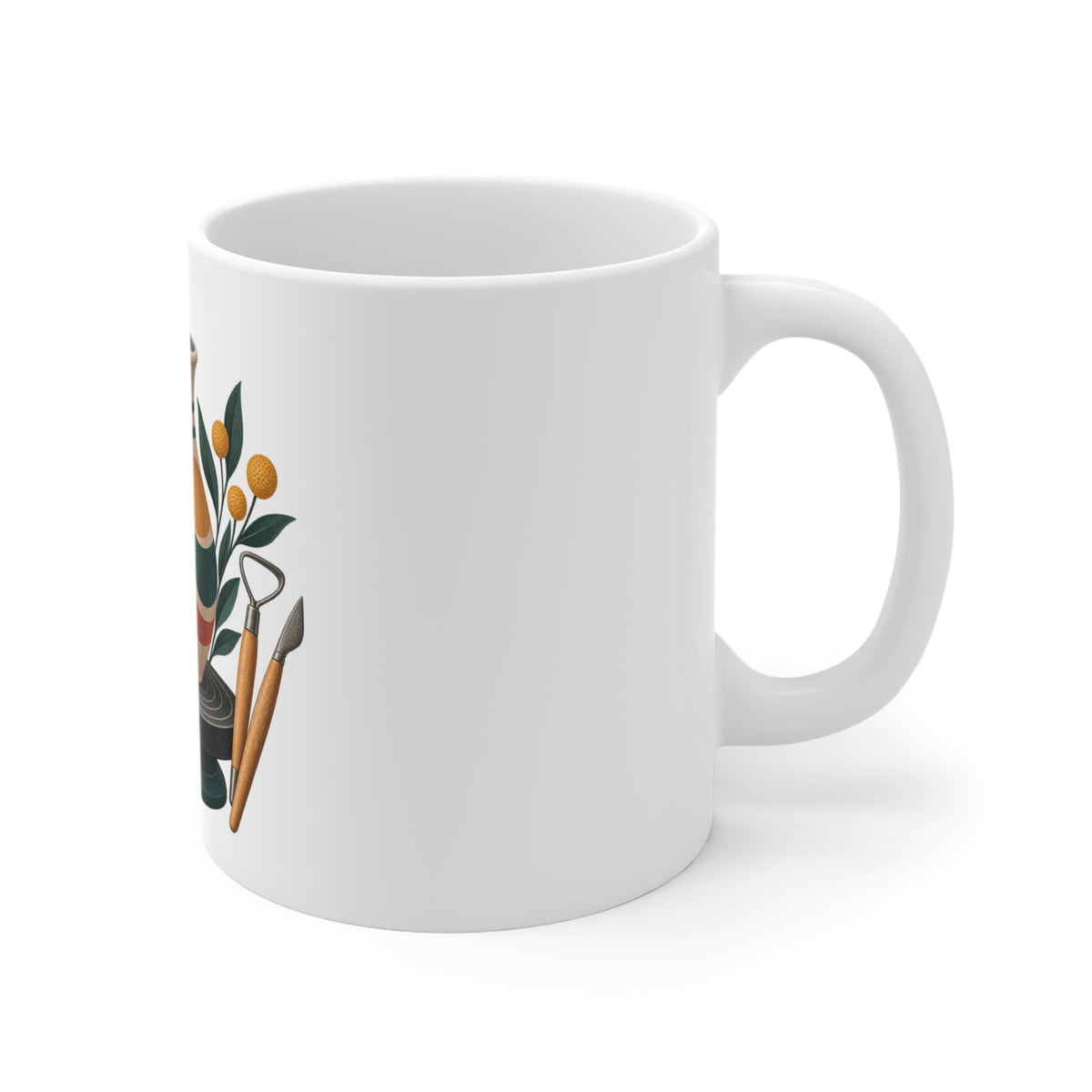 Midcentury Pottery Botanical Art Mug