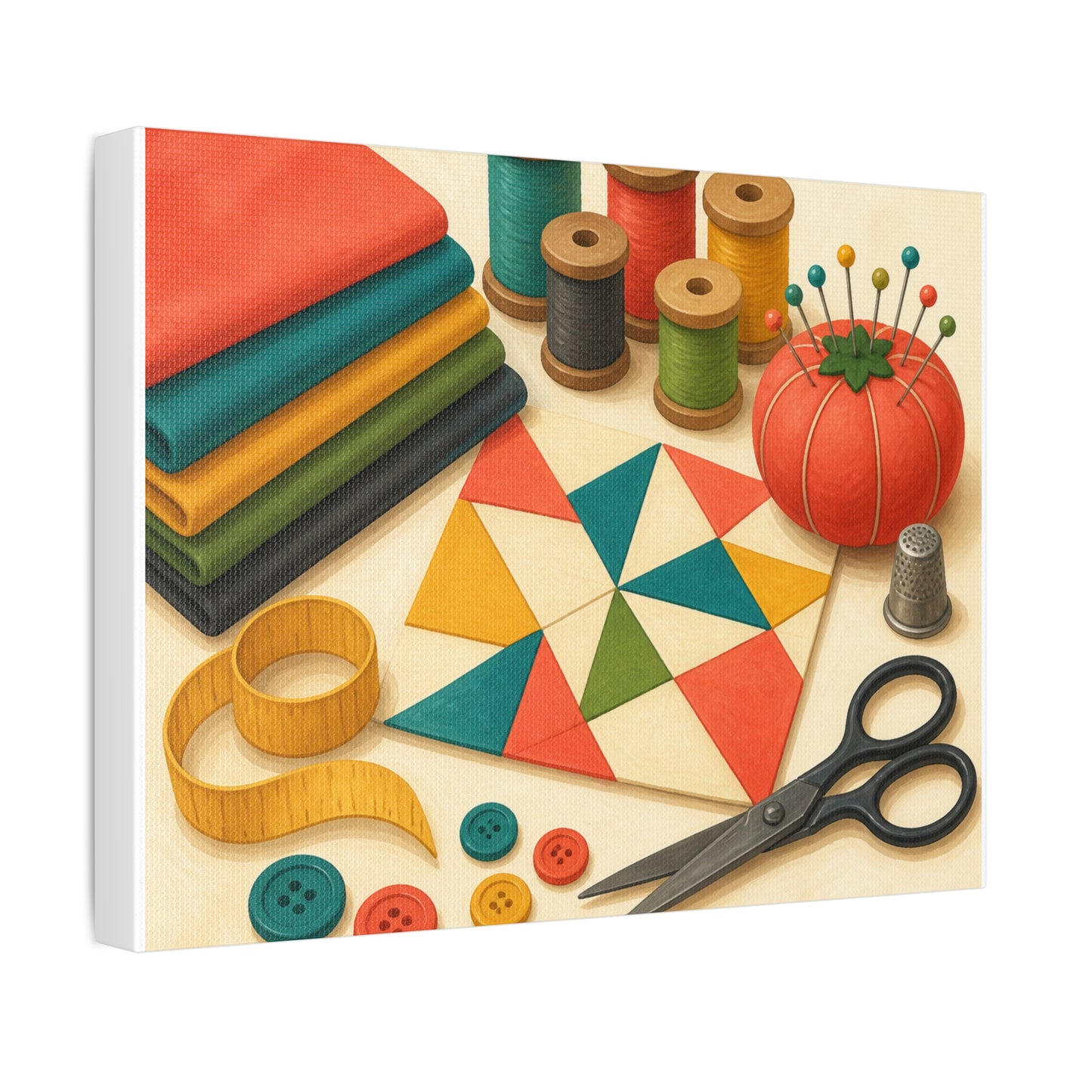 Colorful Sewing and Quilting Hobby Canvas Art