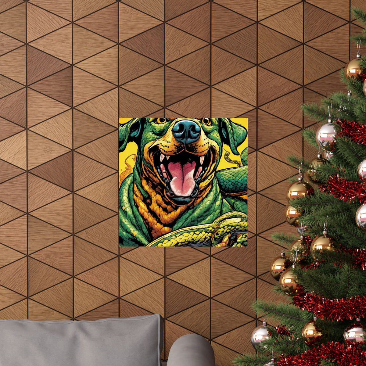 Surreal Serpent Hound Dark Fantasy Wall Art Poster
