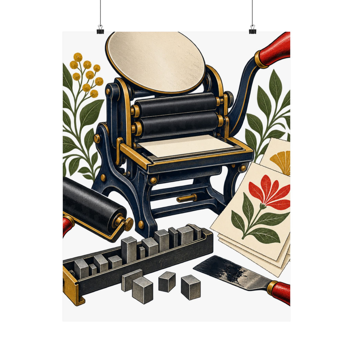 Botanical Letterpress Printshop Poster