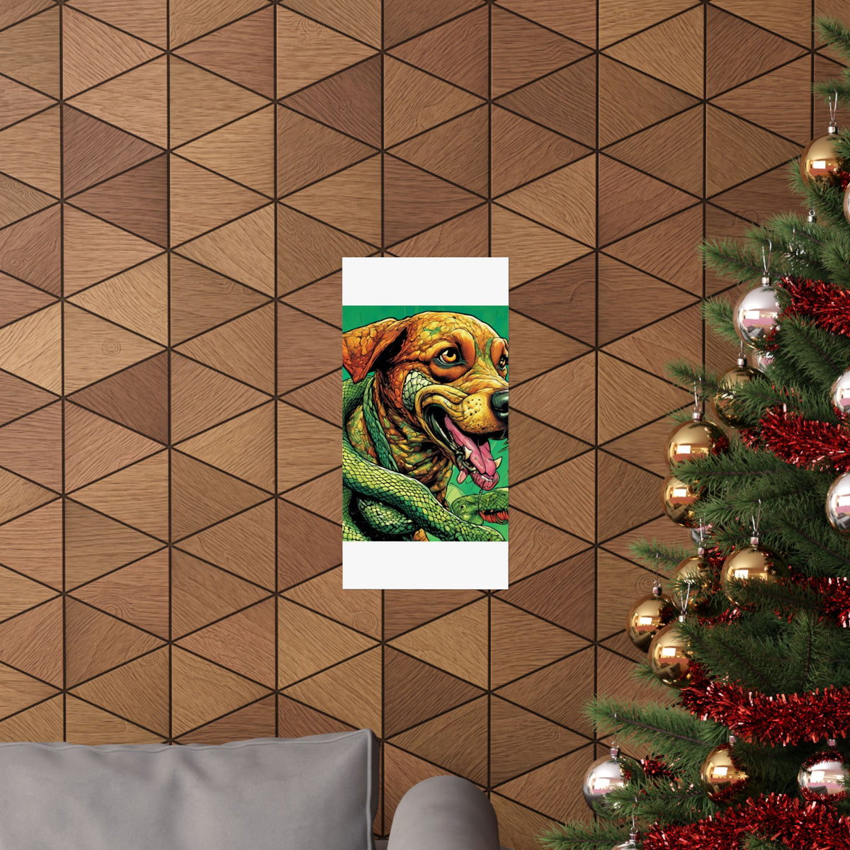 Serpent Guardian Dog Bold Fantasy Creature Art Poster