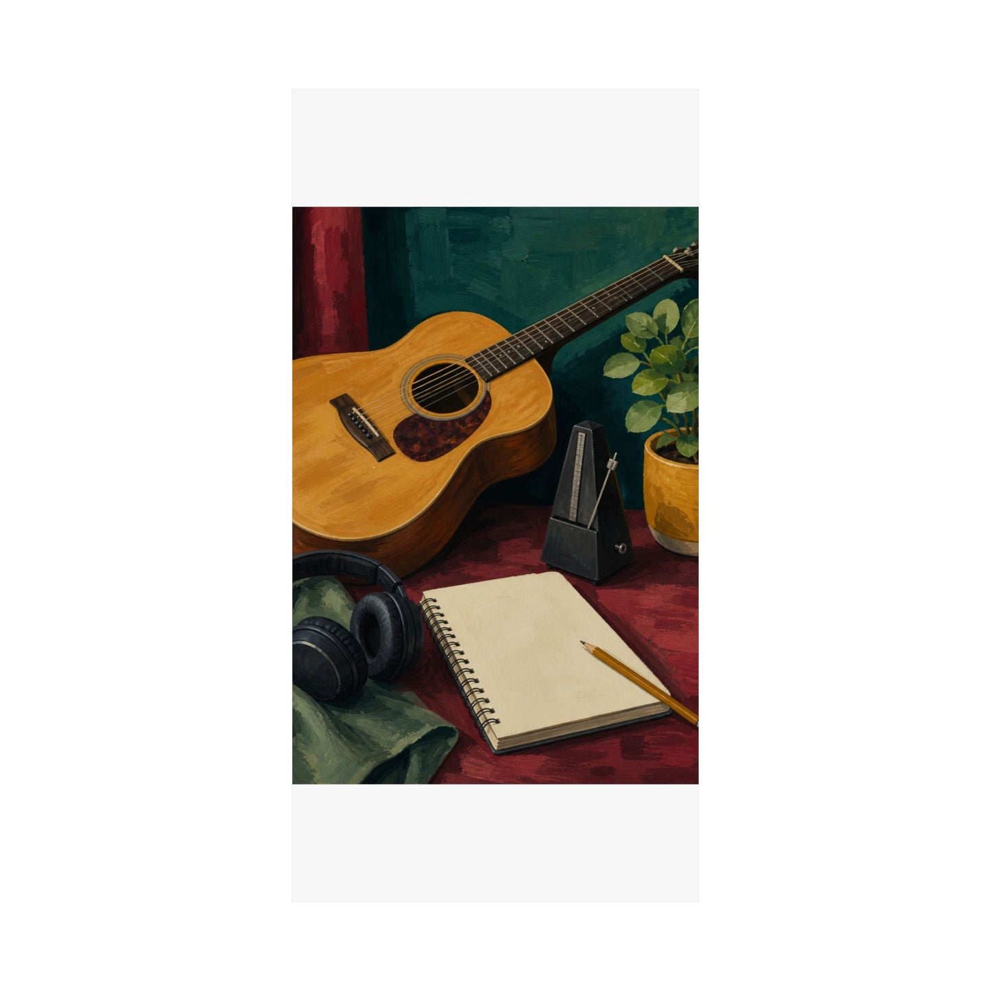 Cozy Acoustic Music Practice Art Poster