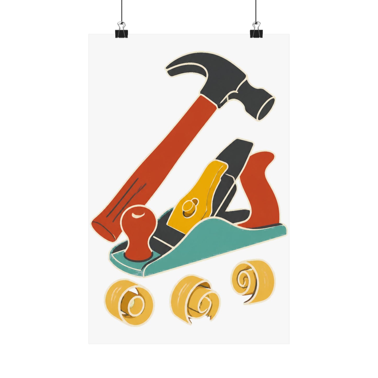 Carpenter Hammer Hand Plane Woodworking Art Poster