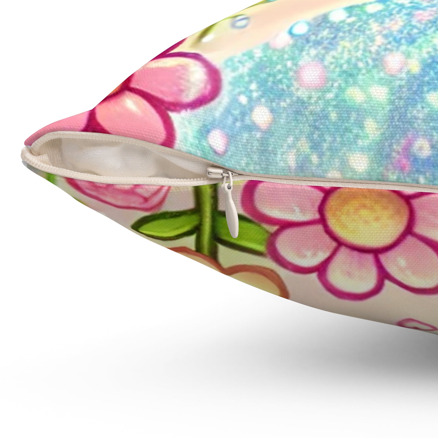 Pastel Rainbow Baby Elephant Floral Decorative Pillow
