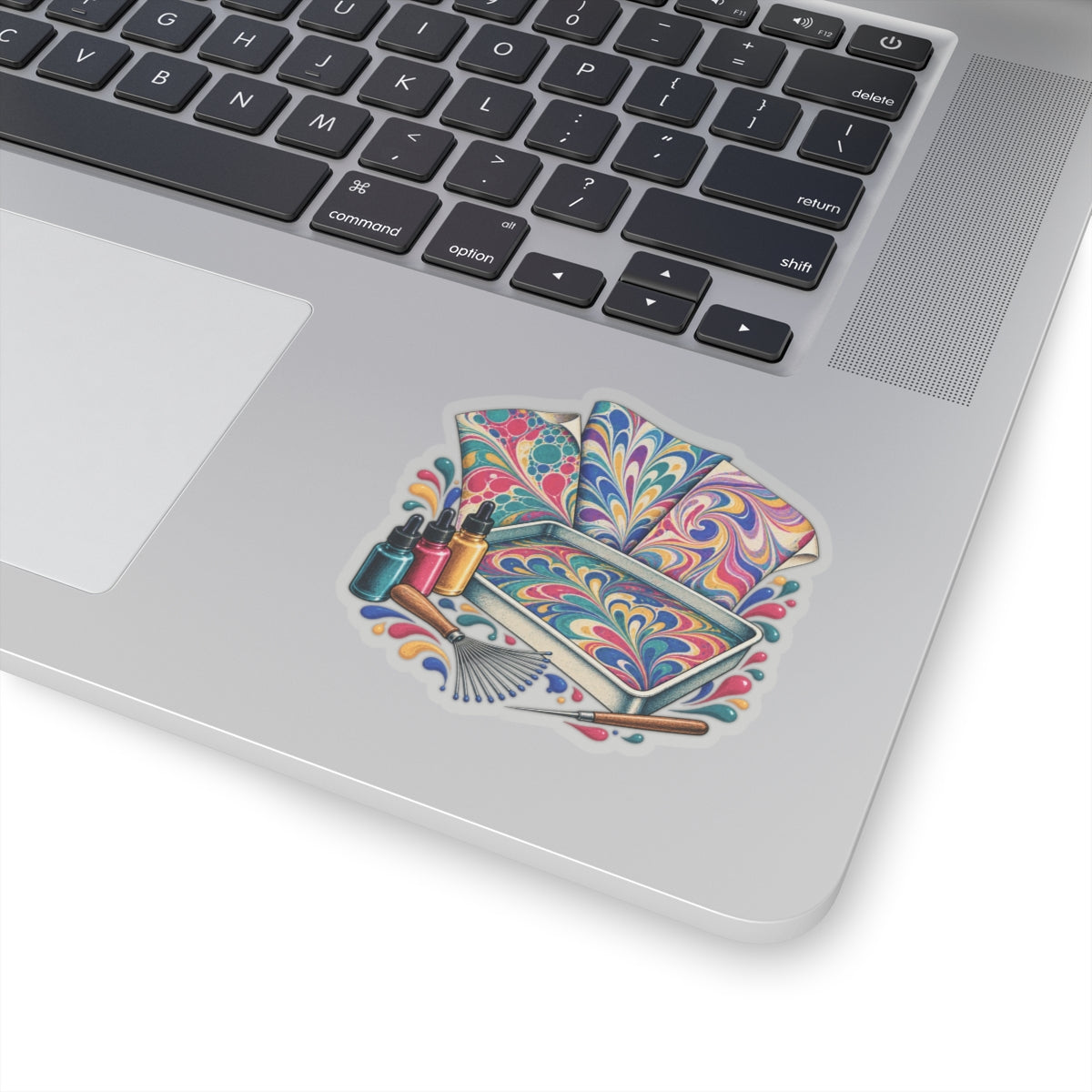 Colorful Paper Marbling Workshop Sticker