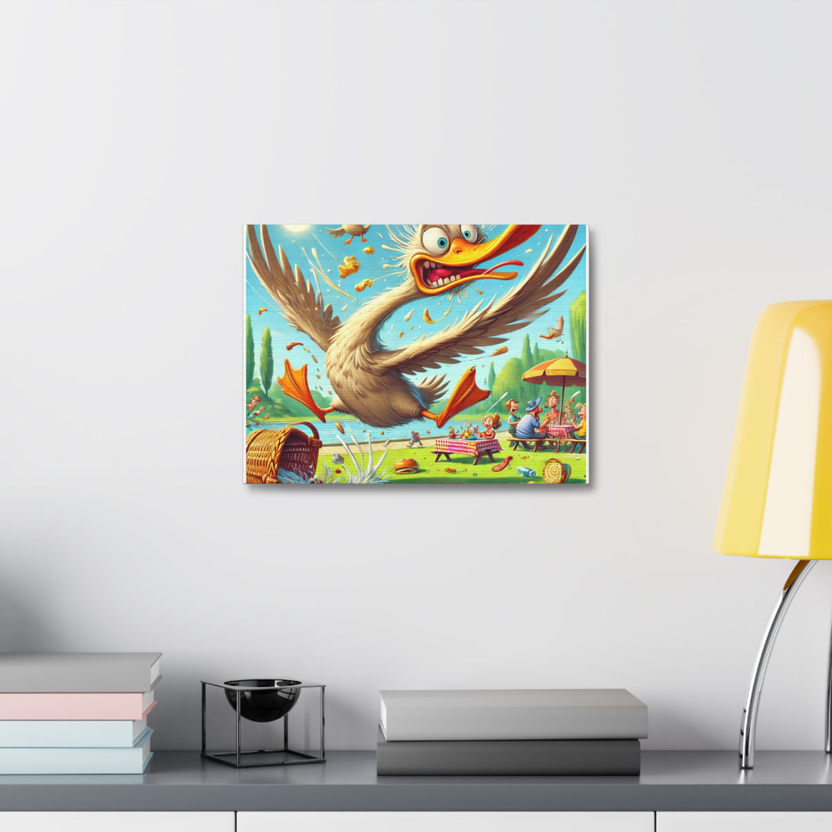 Chaotic Picnic Duck Funny Summer Canvas Wall Art