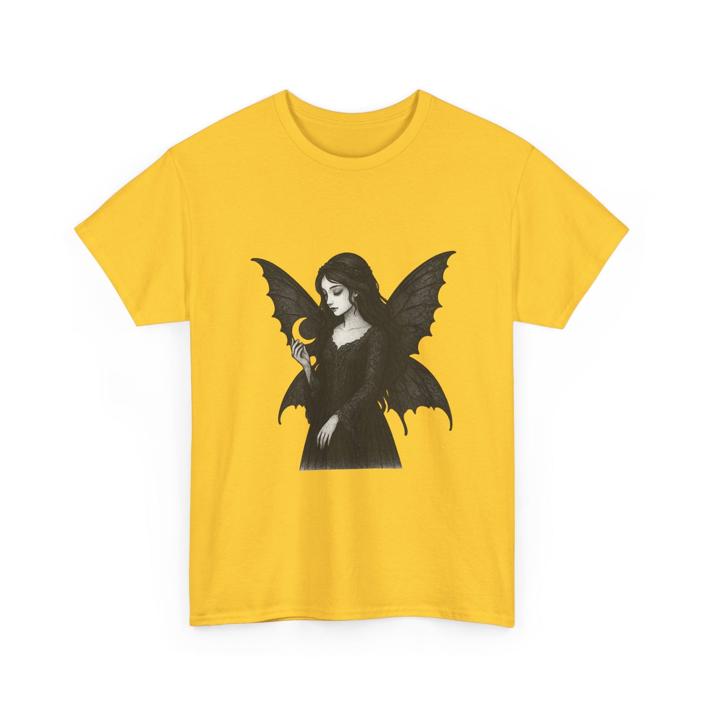 Gothic Fairy Tee, Unisex Cotton T-Shirt with Bat Wings, Forest Aesthetic Shirt, Perfect for Halloween, Casual Wear, Emo Witch