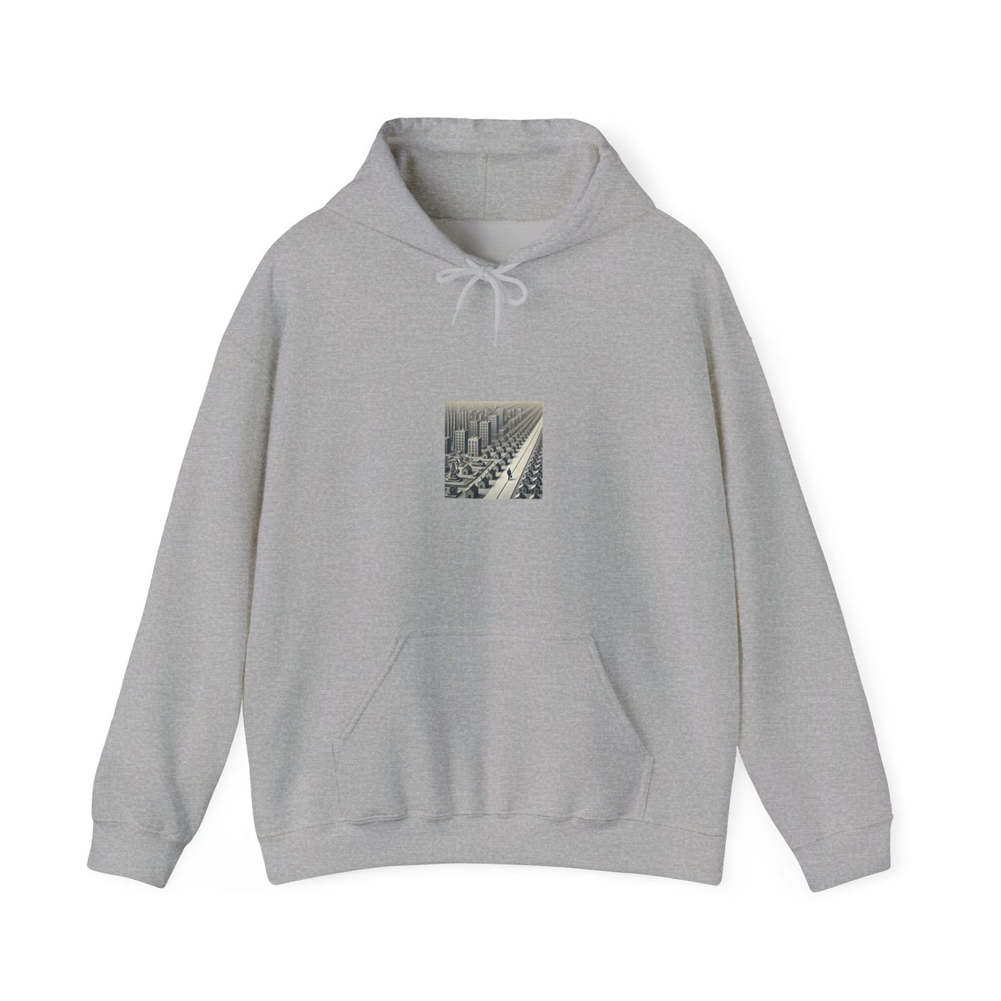 Monochrome Urban Factory Cityscape Graphic Hoodie Architecture Gift