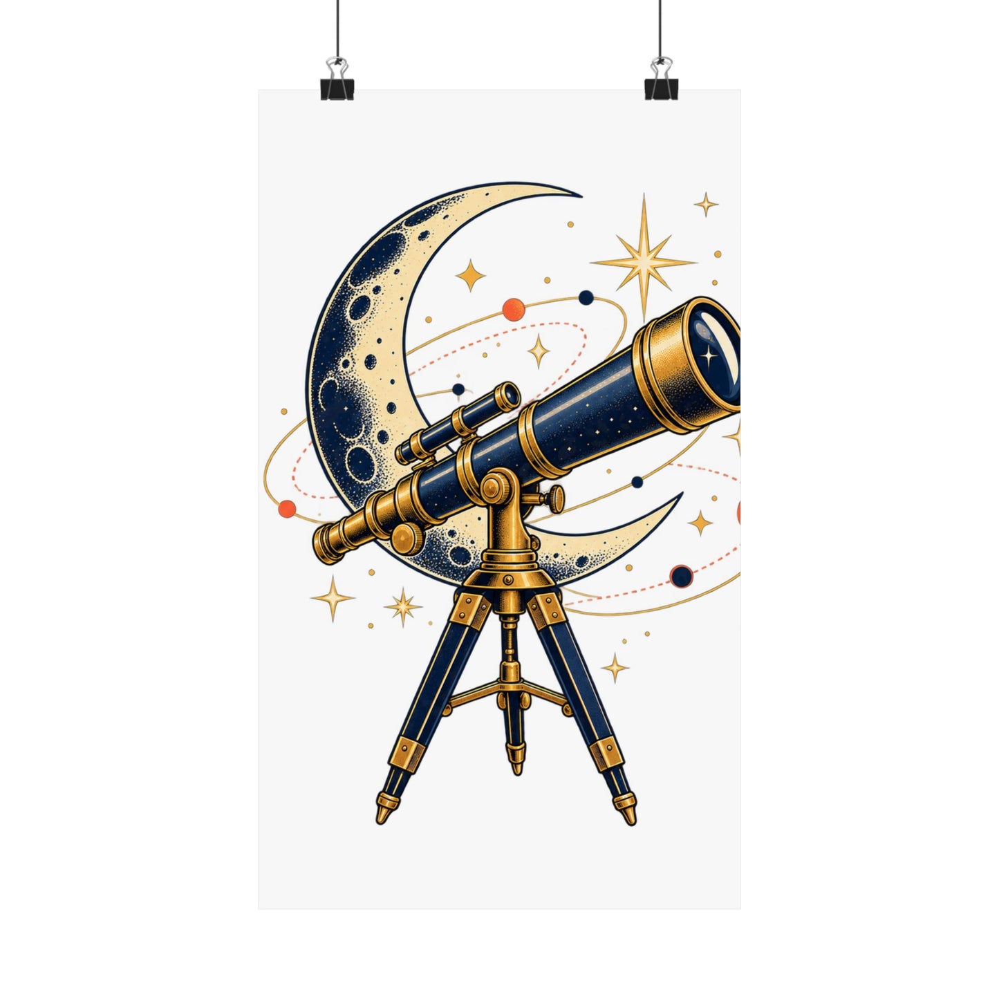 Vintage Telescope Celestial Astronomy Poster