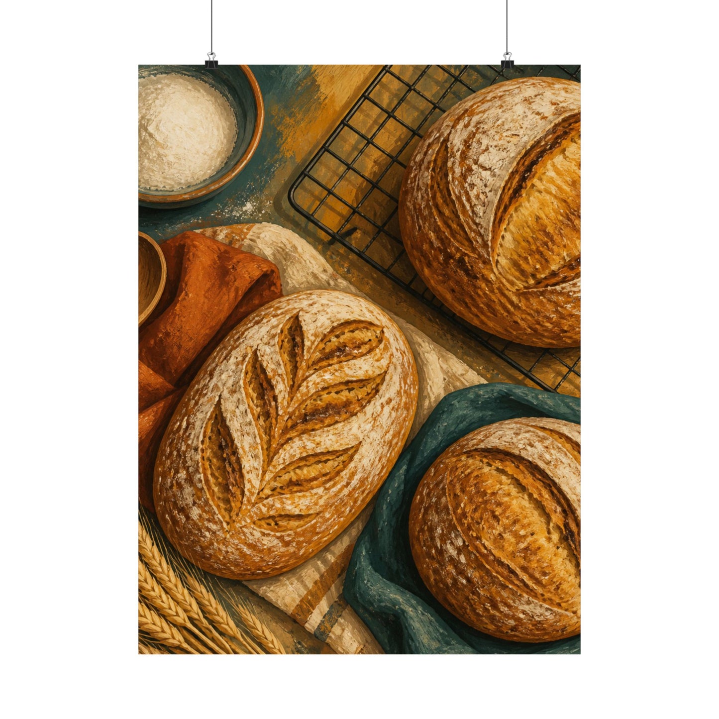 Artisan Bread Baking Still Life Poster