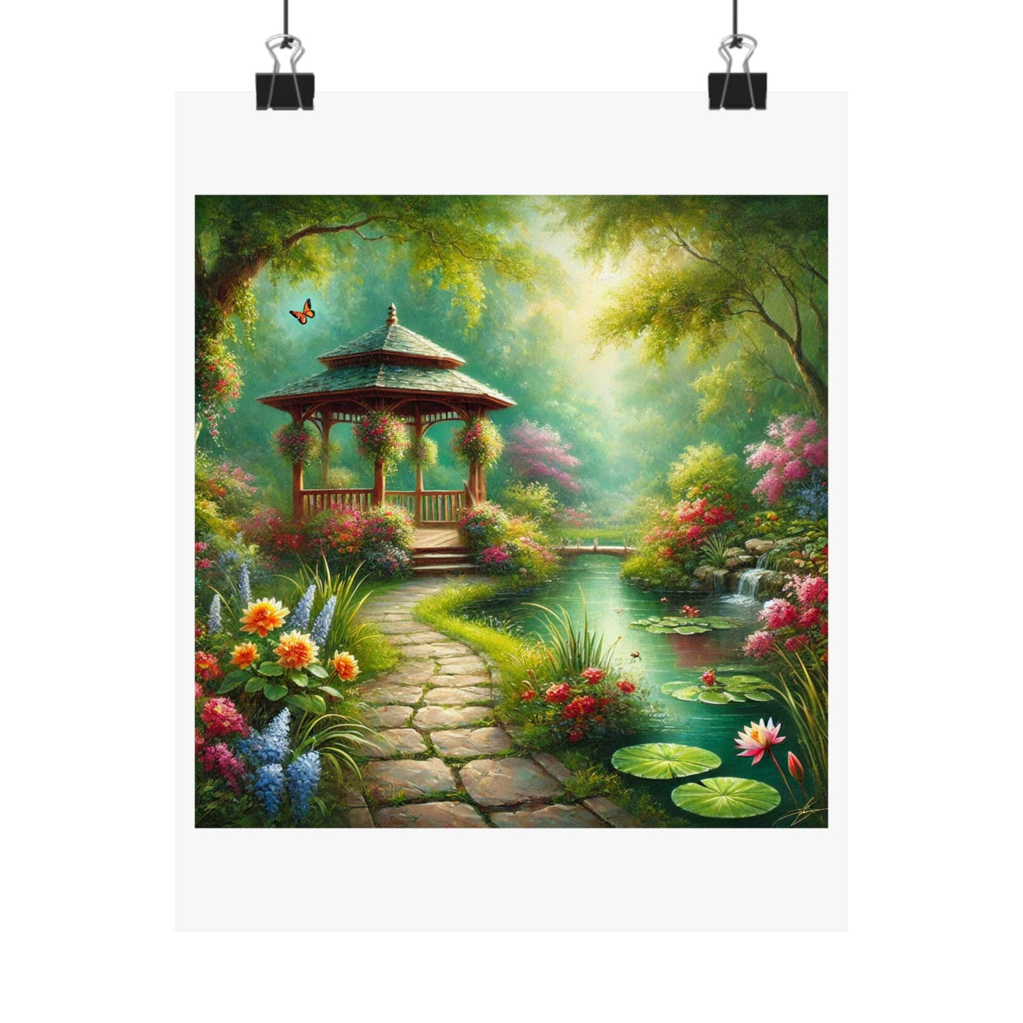 Spring Garden Gazebo Floral Landscape Poster