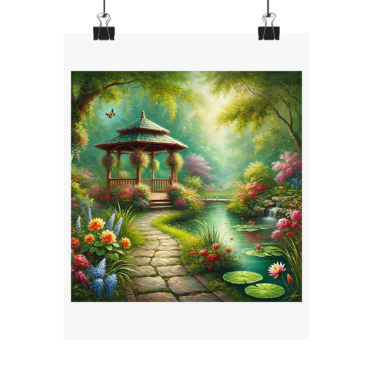 Spring Garden Gazebo Floral Landscape Poster