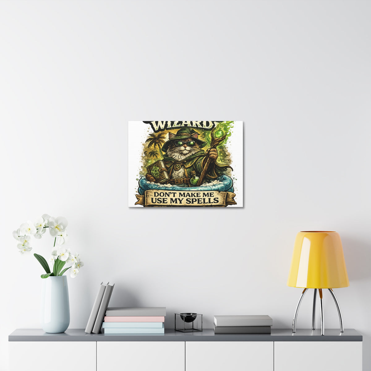 Crazy Cat Wizard Funny Fantasy Magic Canvas Art