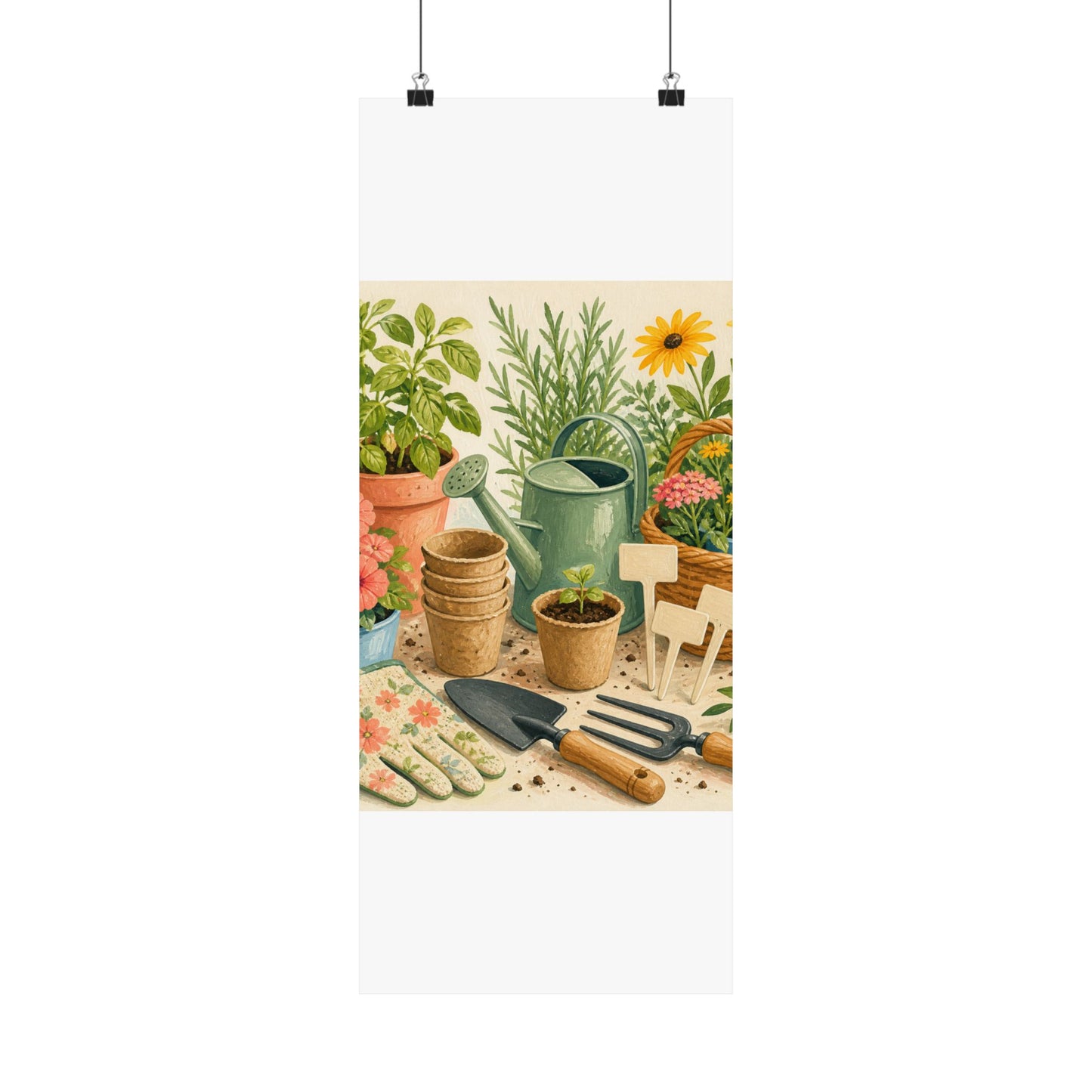 Colorful Gardening Tools and Flowers Hobby Poster