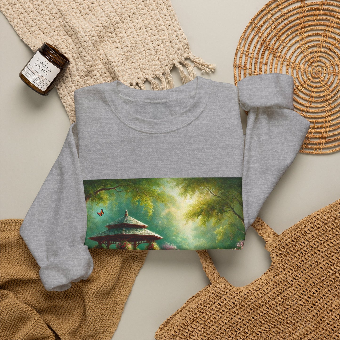 Spring Garden Gazebo Floral Landscape Sweatshirt