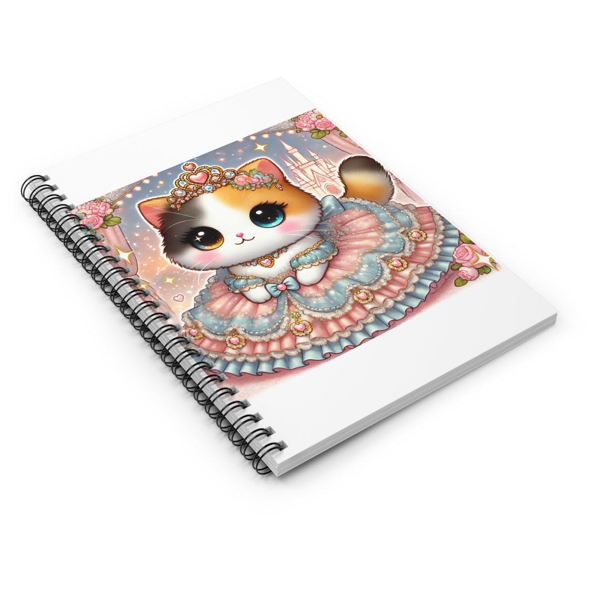 Pastel Princess Calico Cat Fantasy Spiral Notebook