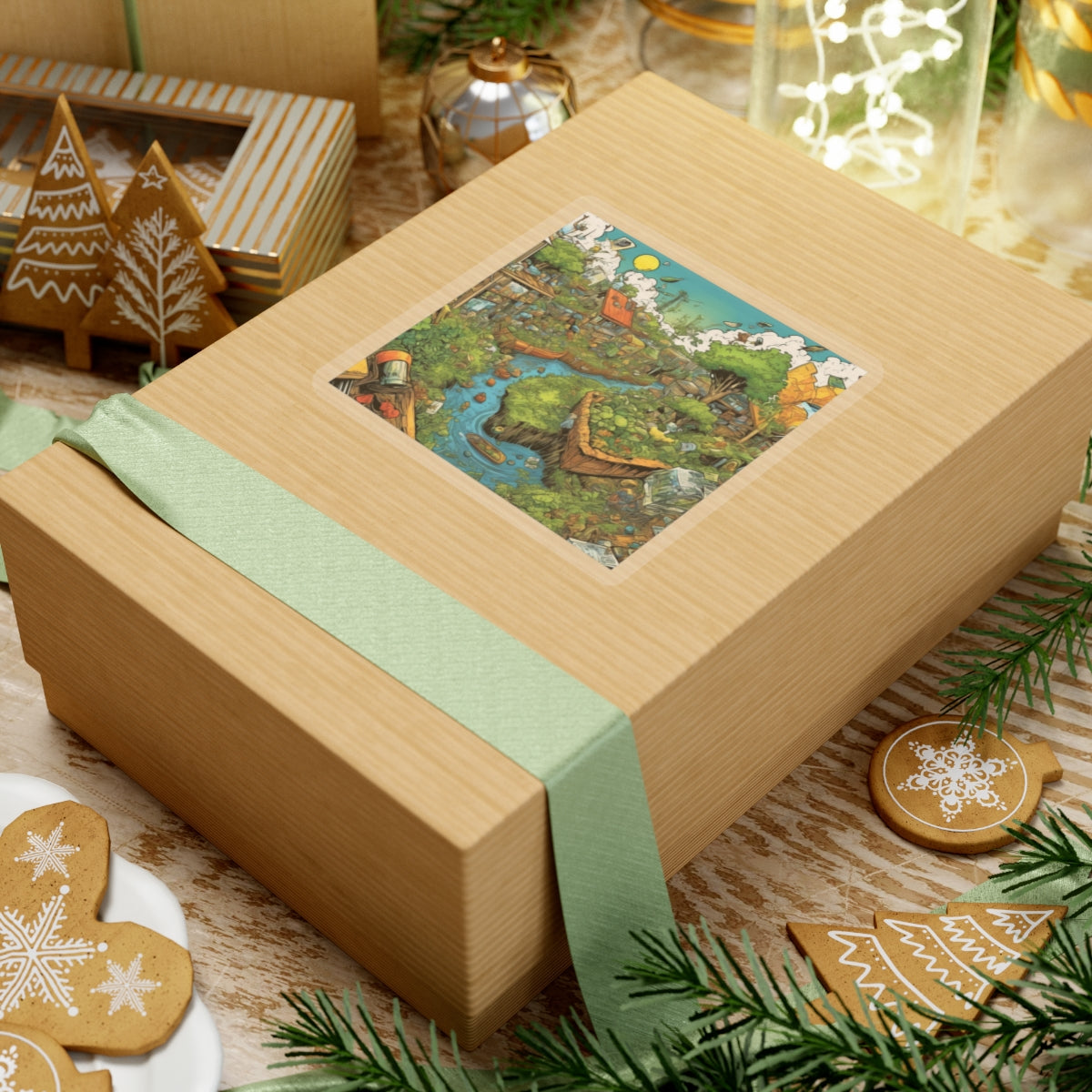 Whimsical Garden Stream Nature Gift Art Sticker