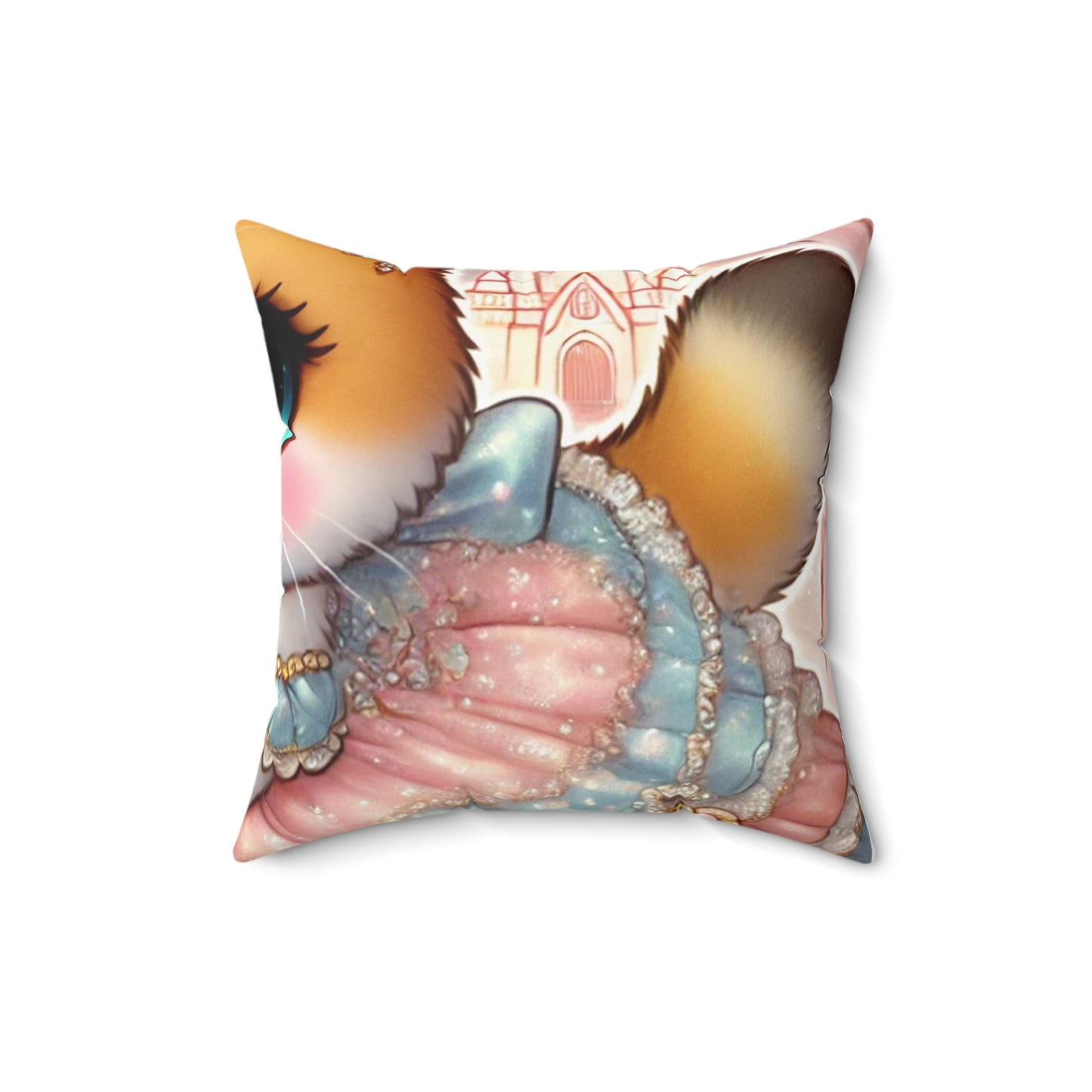 Pastel Princess Calico Cat Fantasy Decorative Pillow
