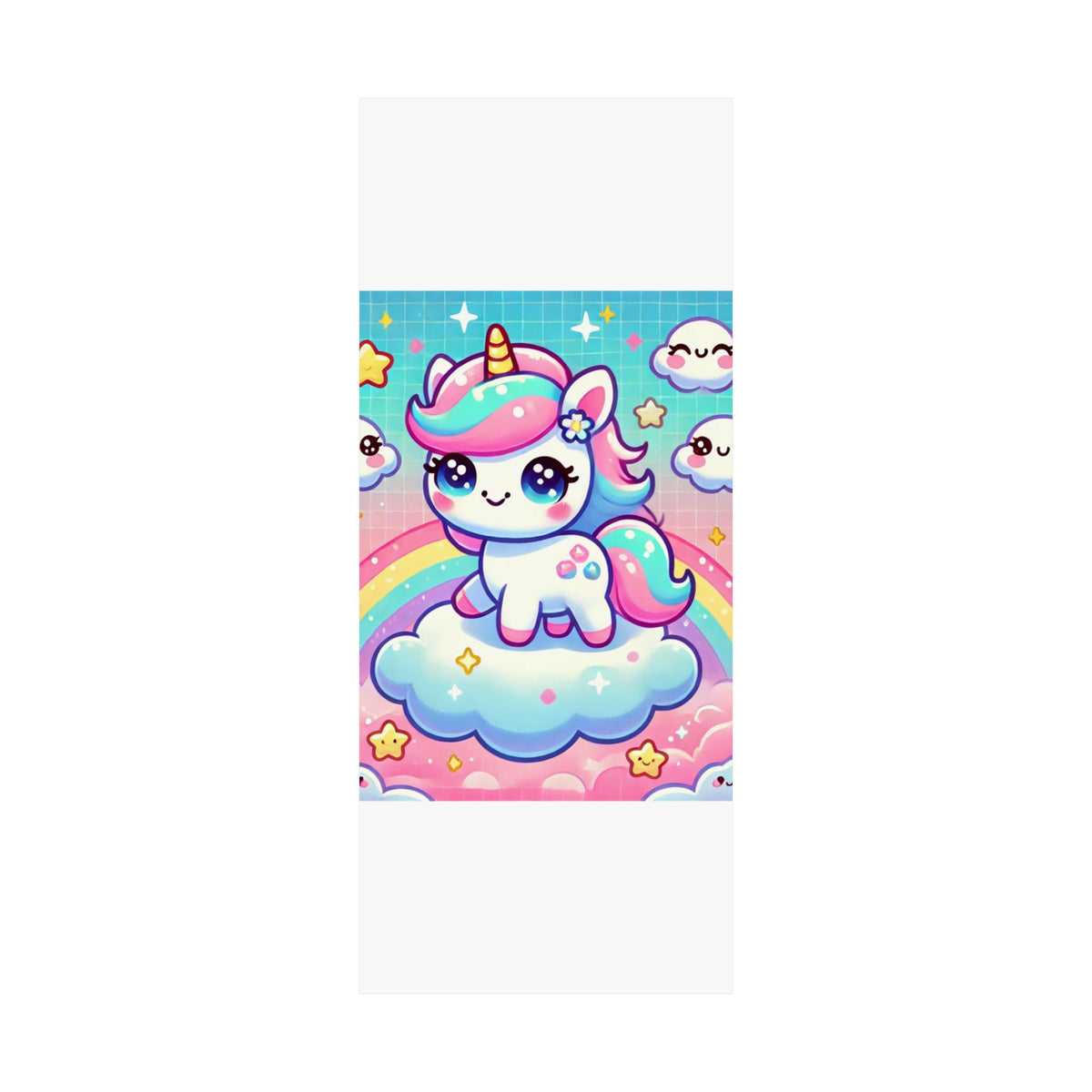 Pastel Rainbow Unicorn Cloud Kawaii Wall Art Poster