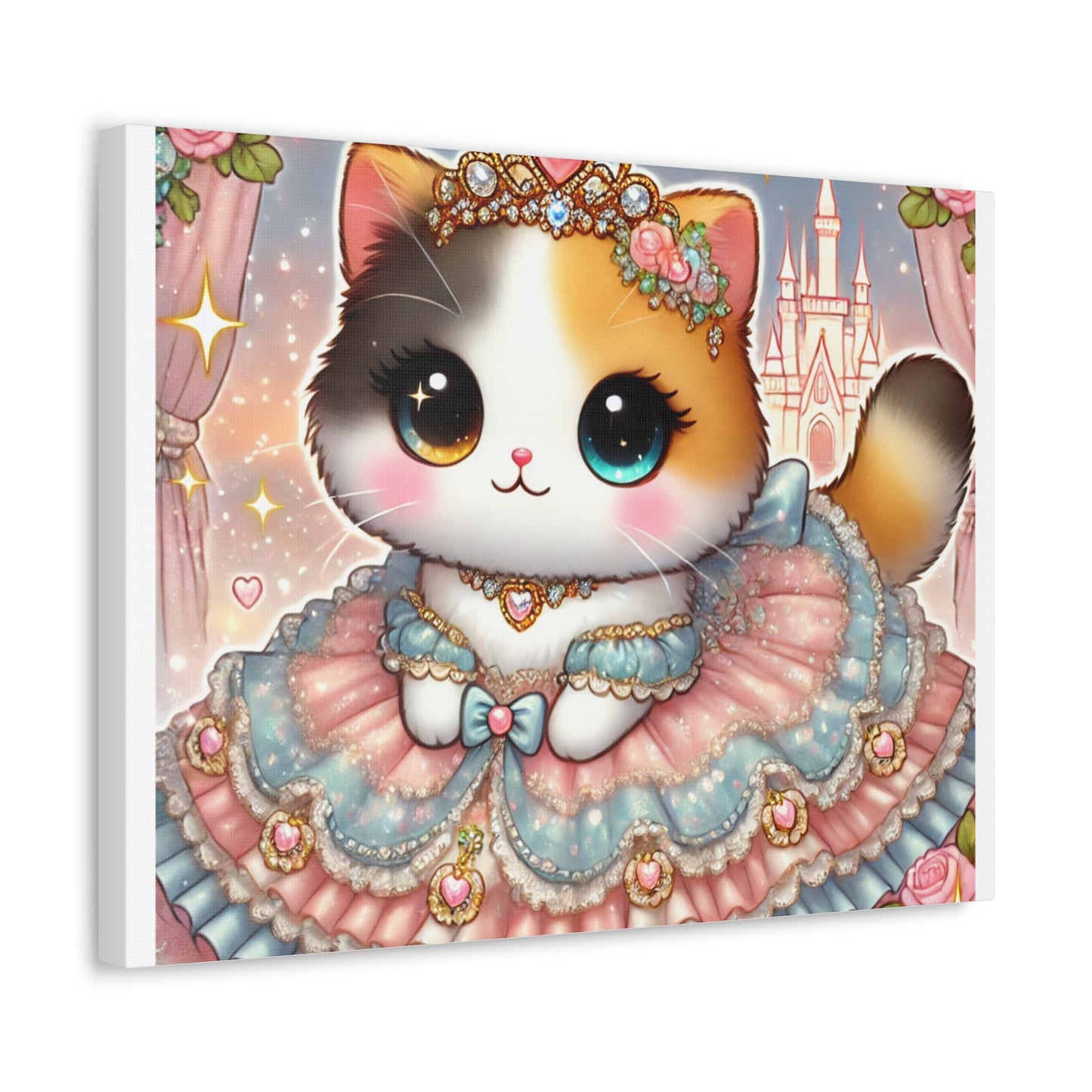 Pastel Princess Calico Cat Fantasy Canvas Wall Art