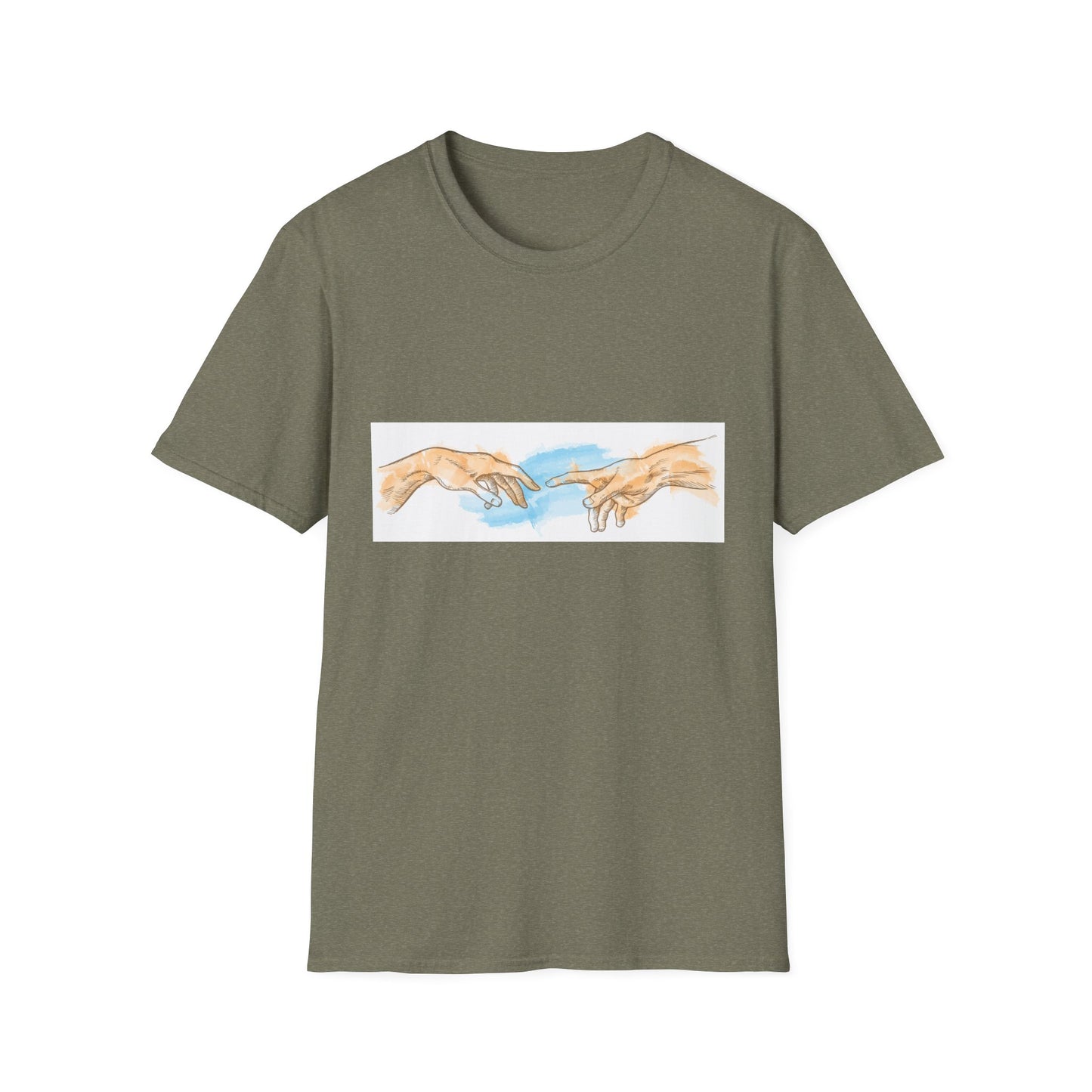 Creation of Adam Hands Graphic T-Shirt Michelangelo Inspired Art Tee Minimal Renaissance Aesthetic Inspired Unisex Shirt