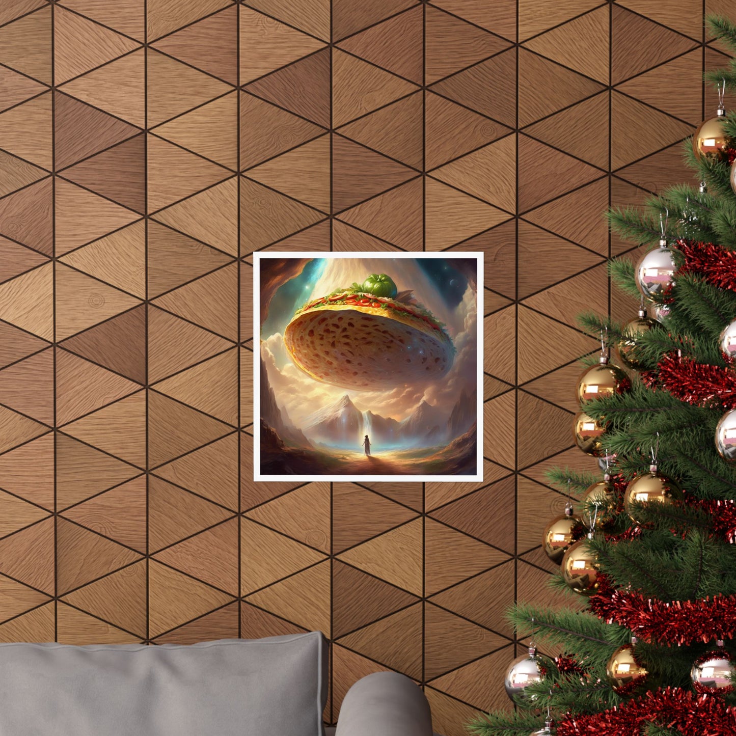 Cosmic Taco UFO Surreal Food Fantasy Art Poster