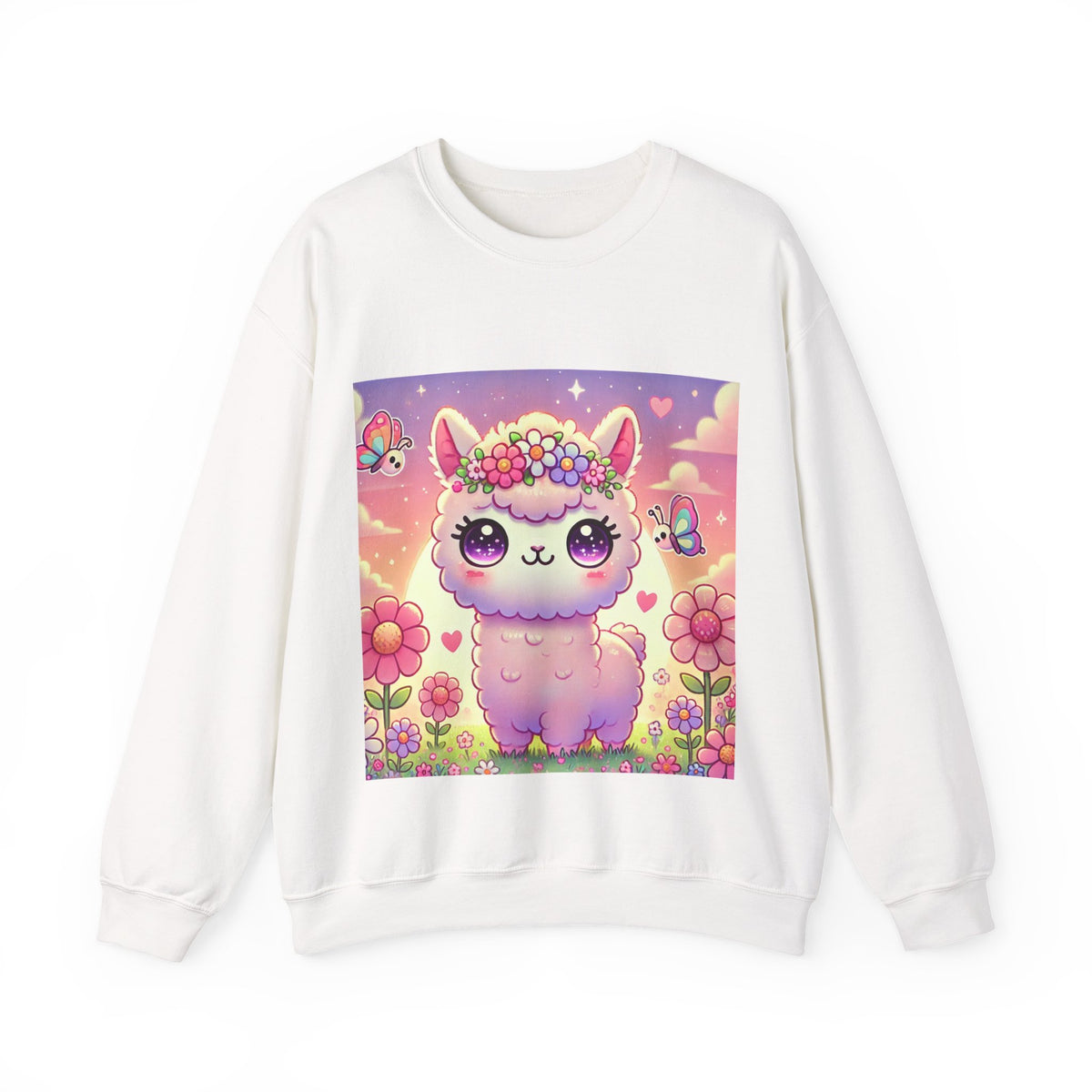 Pastel Floral Alpaca Garden Kawaii Sweatshirt