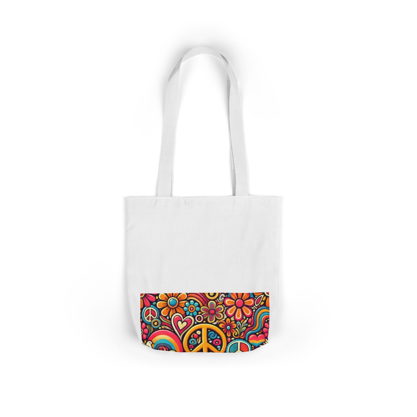 Colorful Peace Floral Pattern Canvas Tote Bag