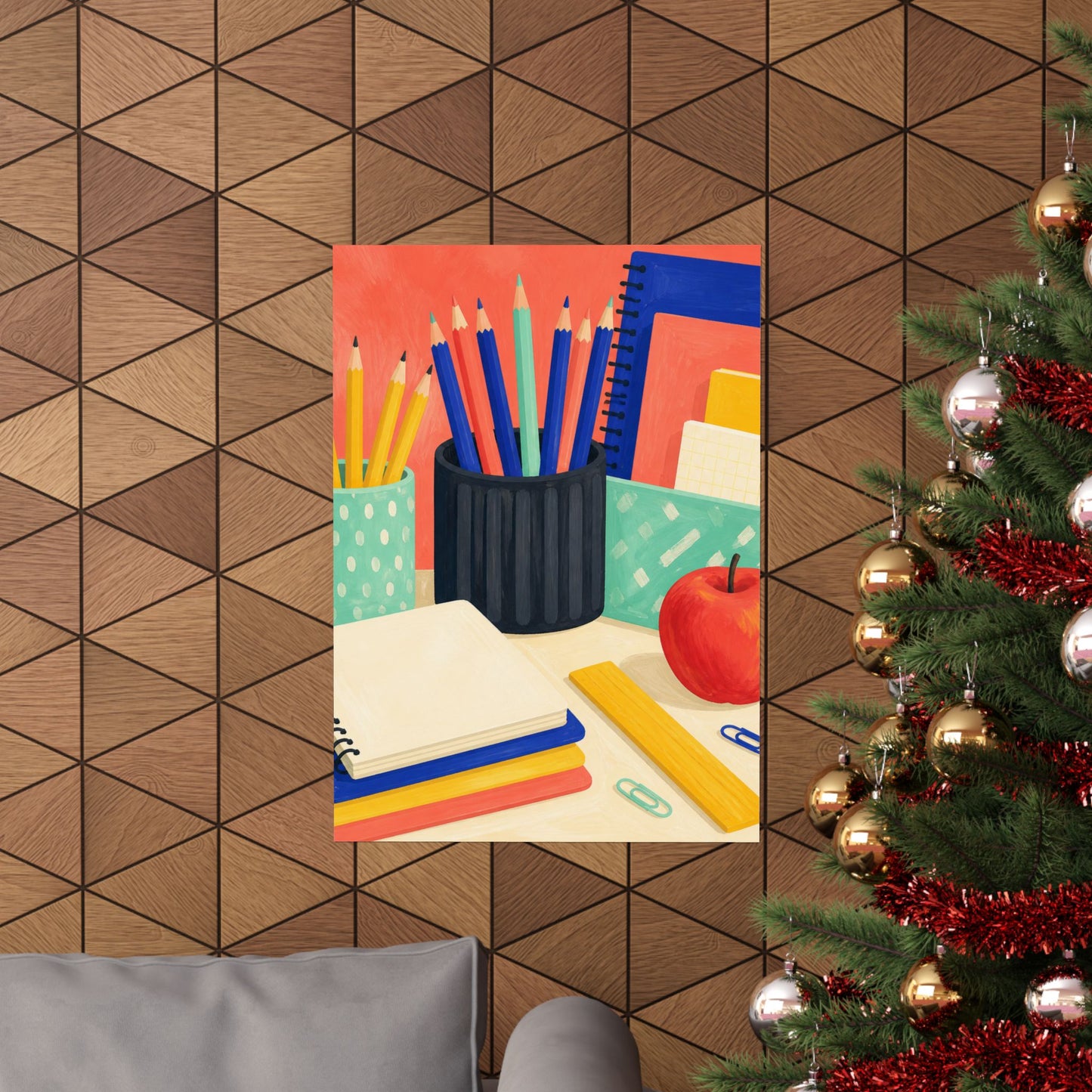 Colorful Teacher Desk Supplies Art Poster