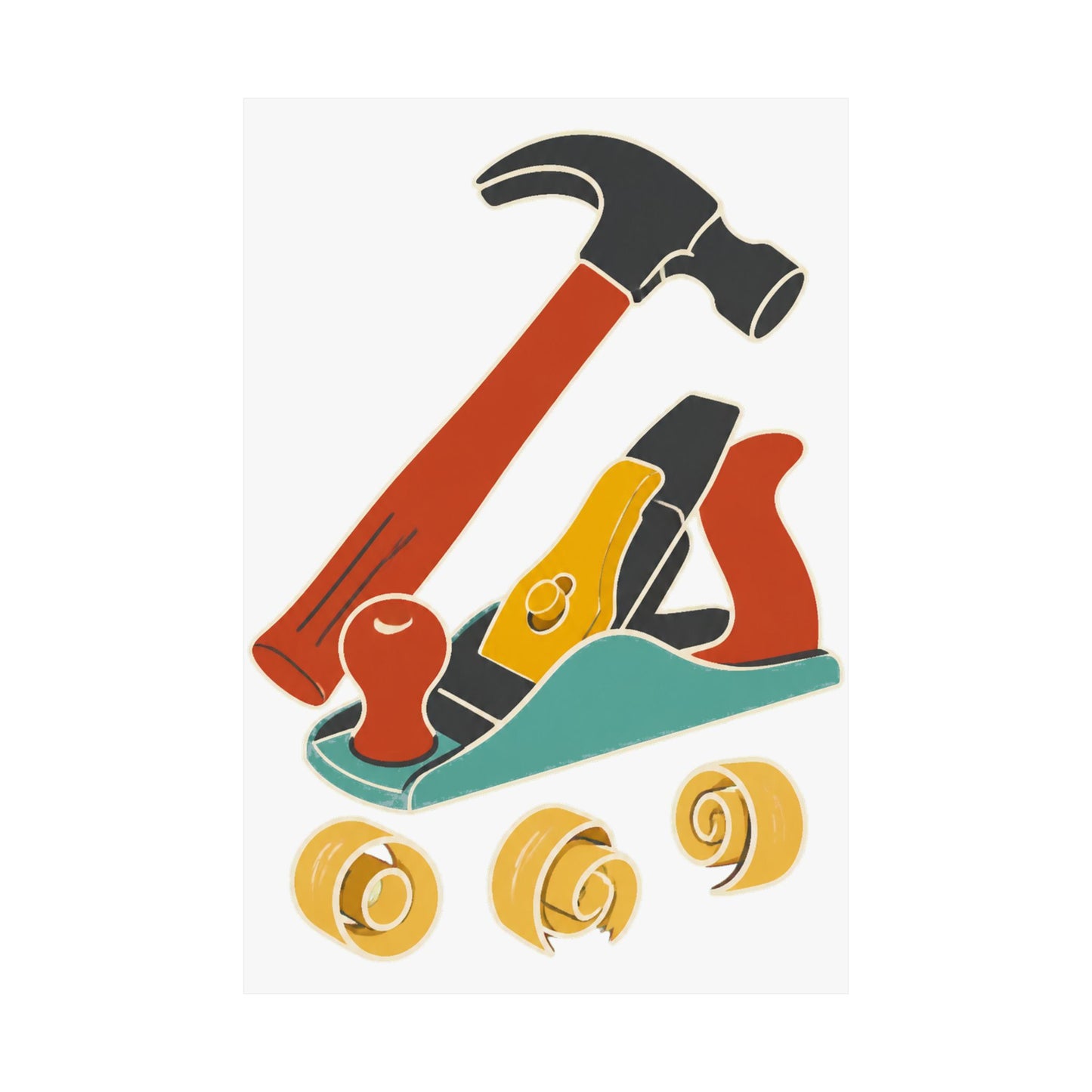Carpenter Hammer Hand Plane Woodworking Art Poster