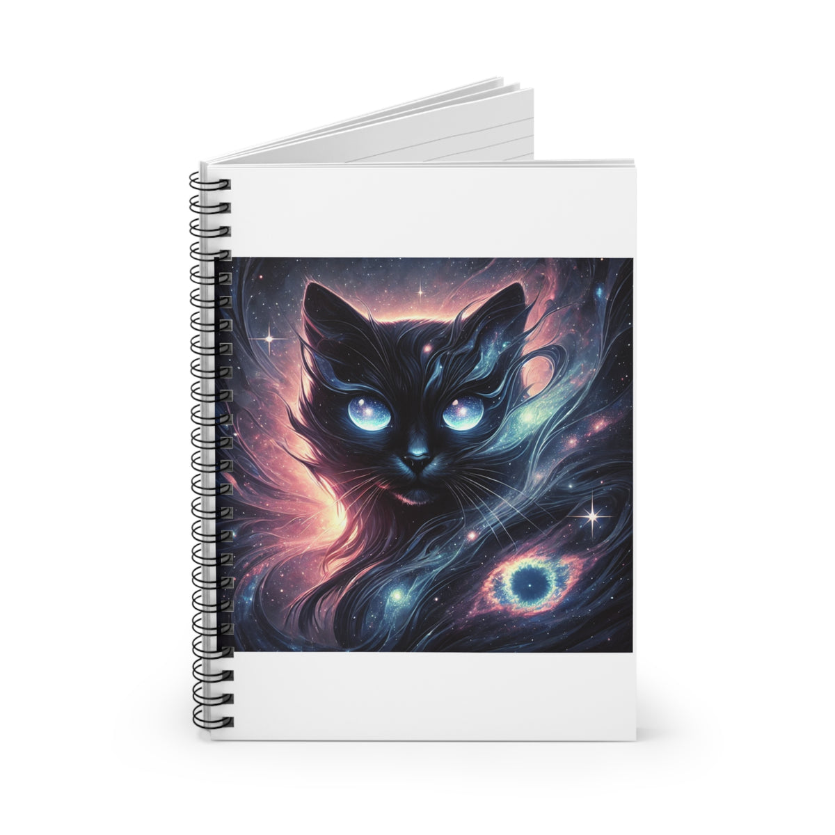 Cosmic Black Cat Galaxy Celestial Spiral Notebook