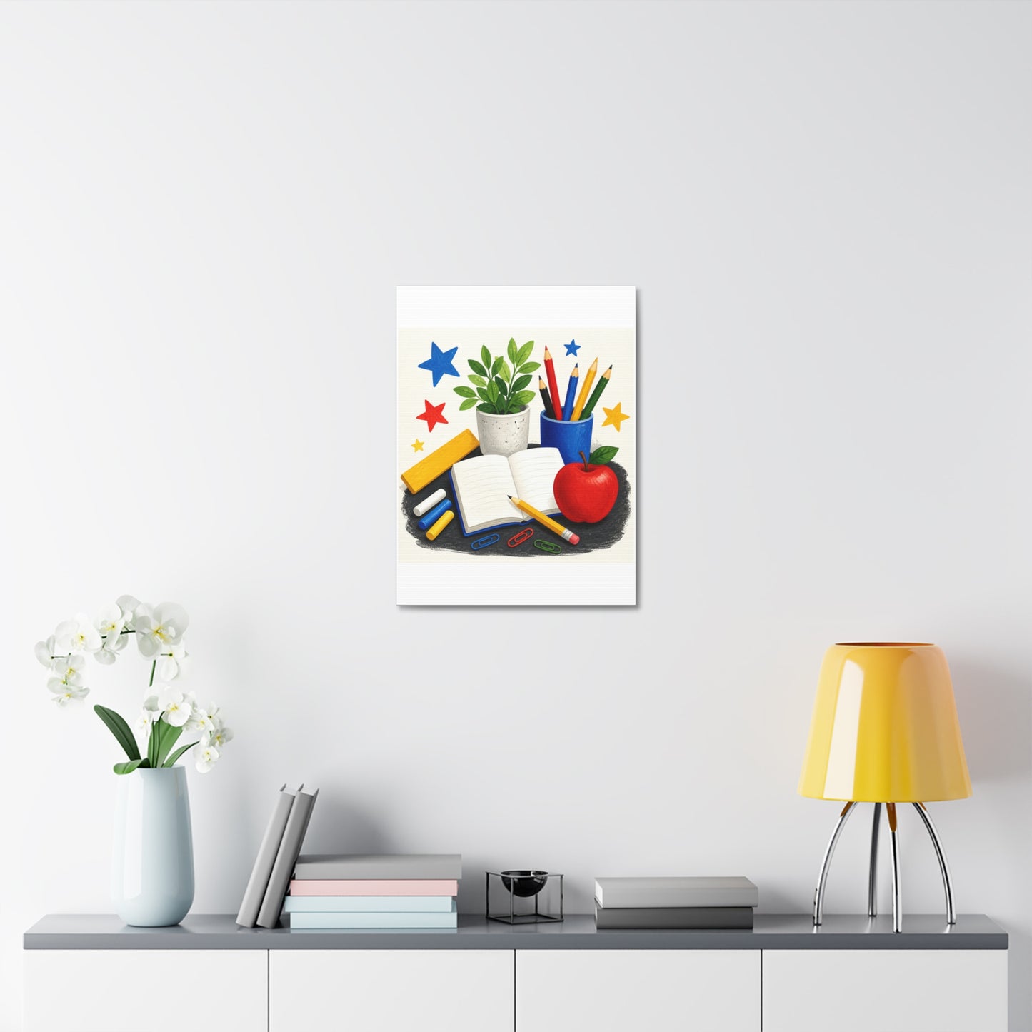 Colorful Classroom Supplies Teacher Appreciation Canvas Art