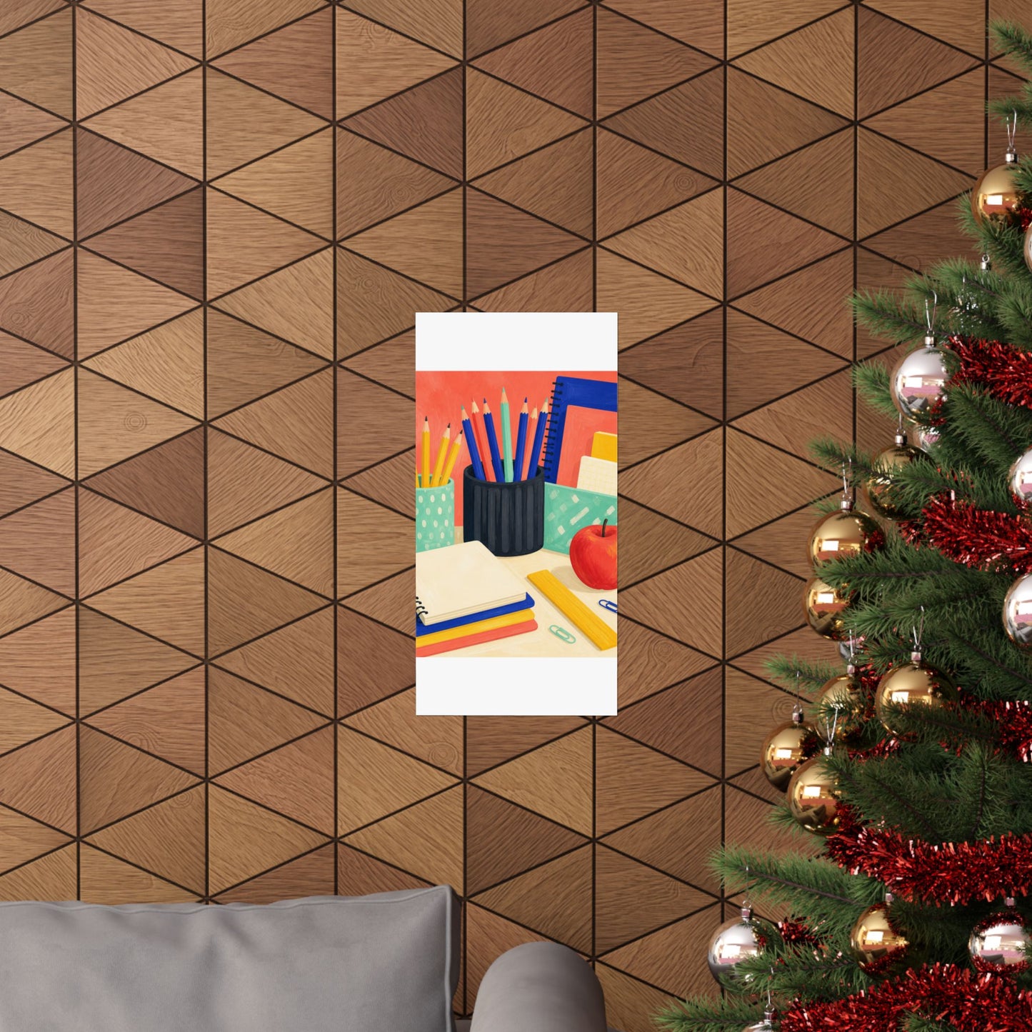Colorful Teacher Desk Supplies Art Poster