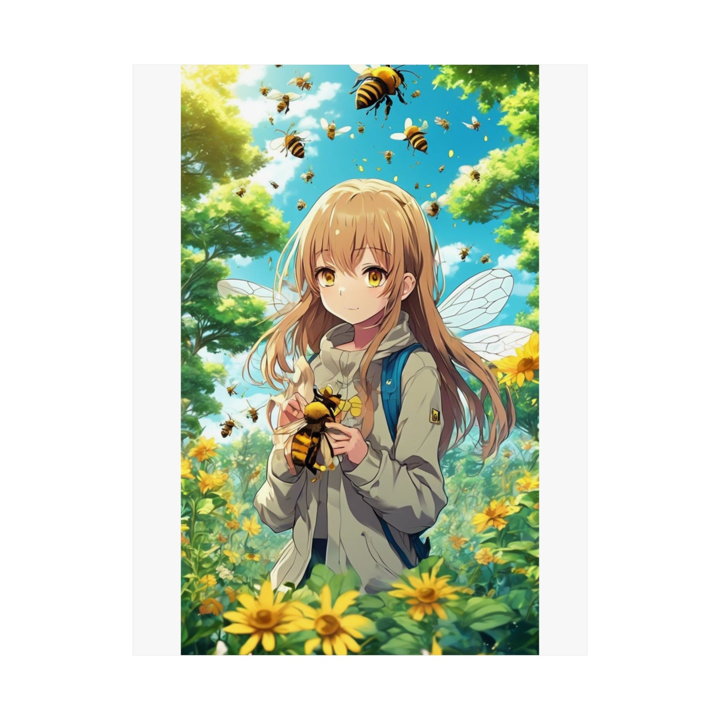 Bee Fairy Garden Anime Nature Art Poster