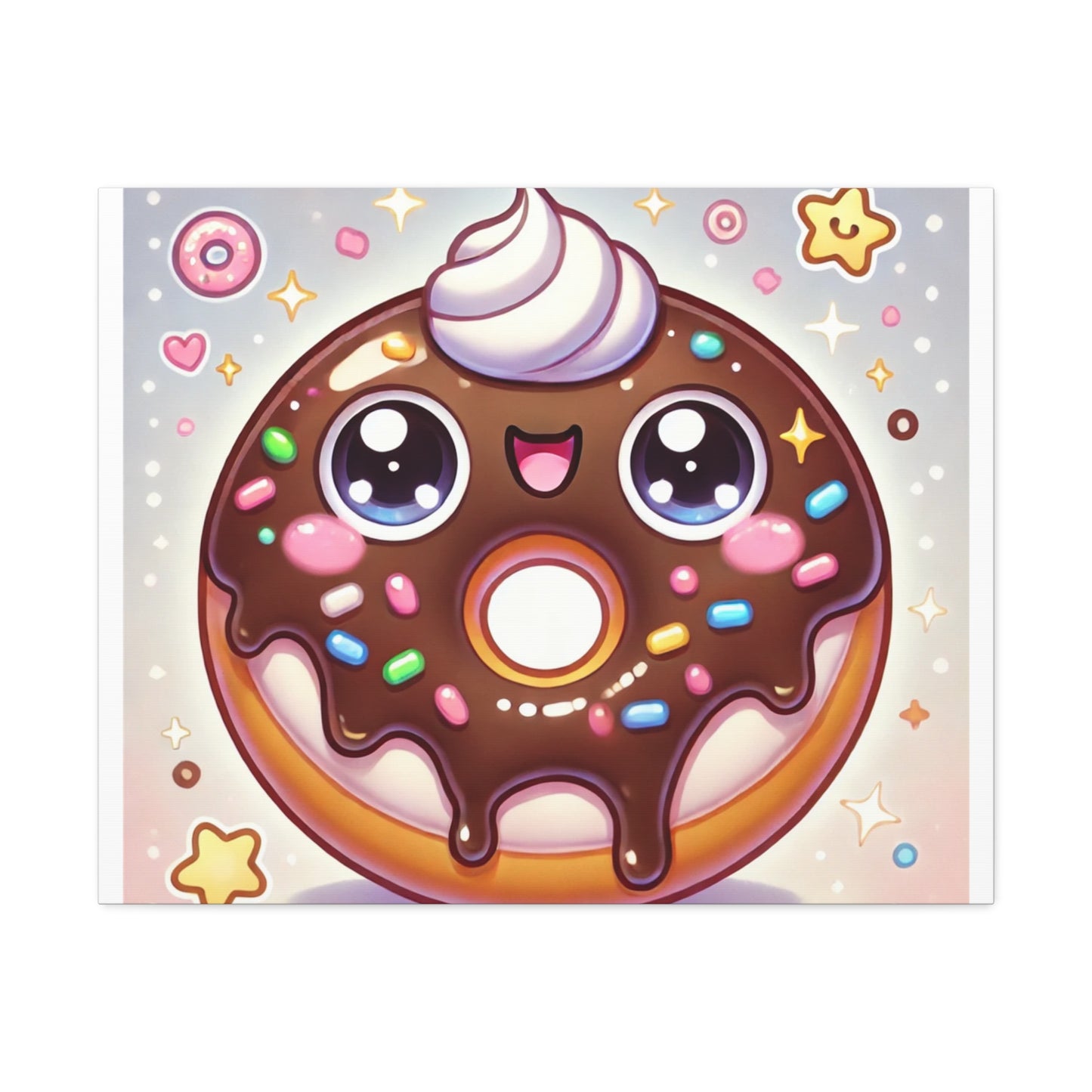 Kawaii Chocolate Donut Cute Dessert Canvas Wall Art