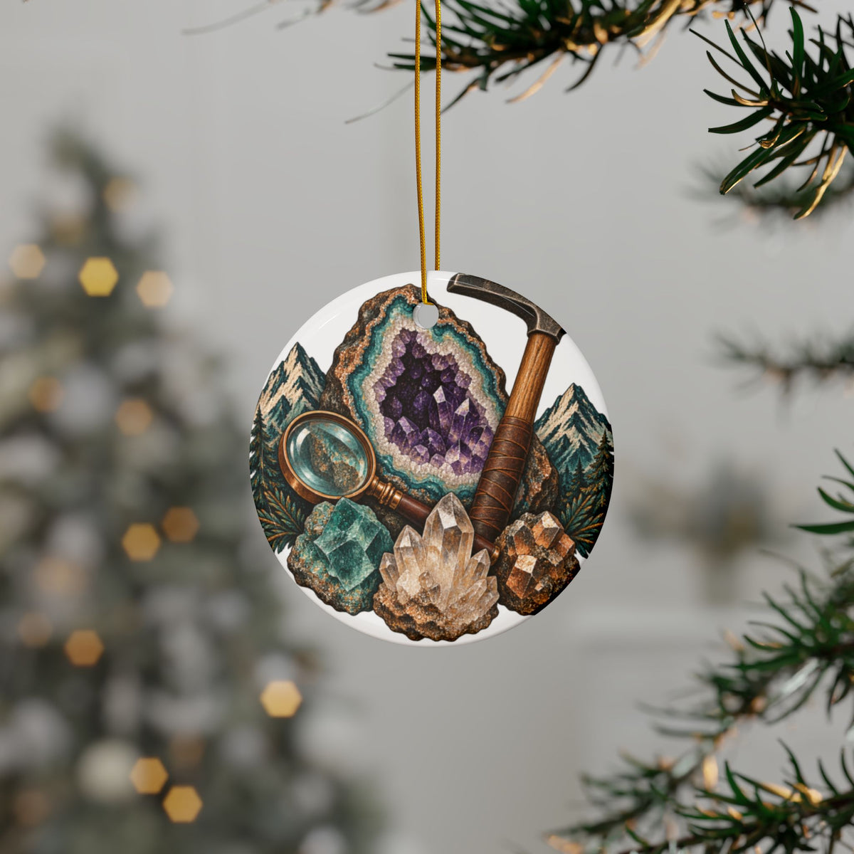 Vintage Geode and Rockhounding Field Kit Round Ornament